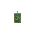 14K Gold Jade Rectangular Om Pendant
