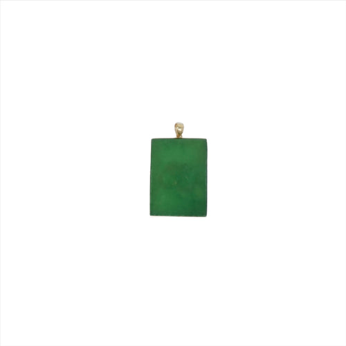 14K Gold Jade Rectangular Om Pendant