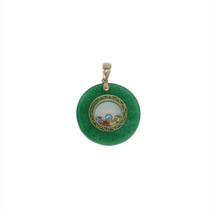14K Round Pendant With 5 Center Stones
