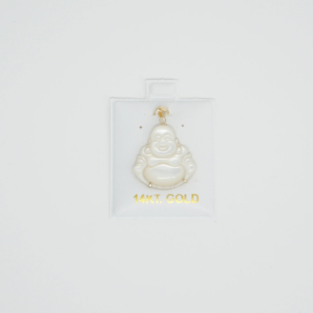 14K Gold Small Jade Buddha Pendant (Pronged)