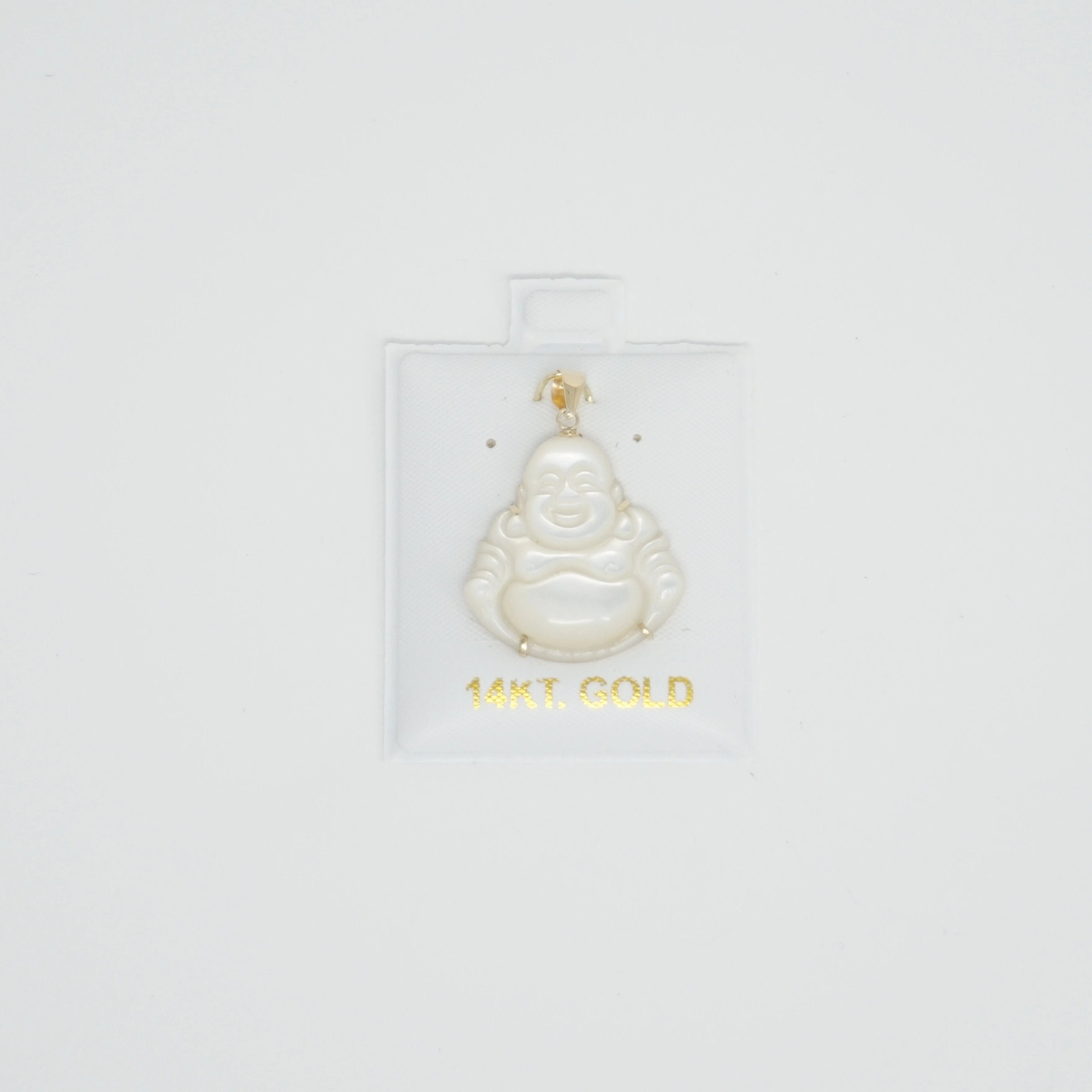 14K Gold Small Jade Buddha Pendant (Pronged)