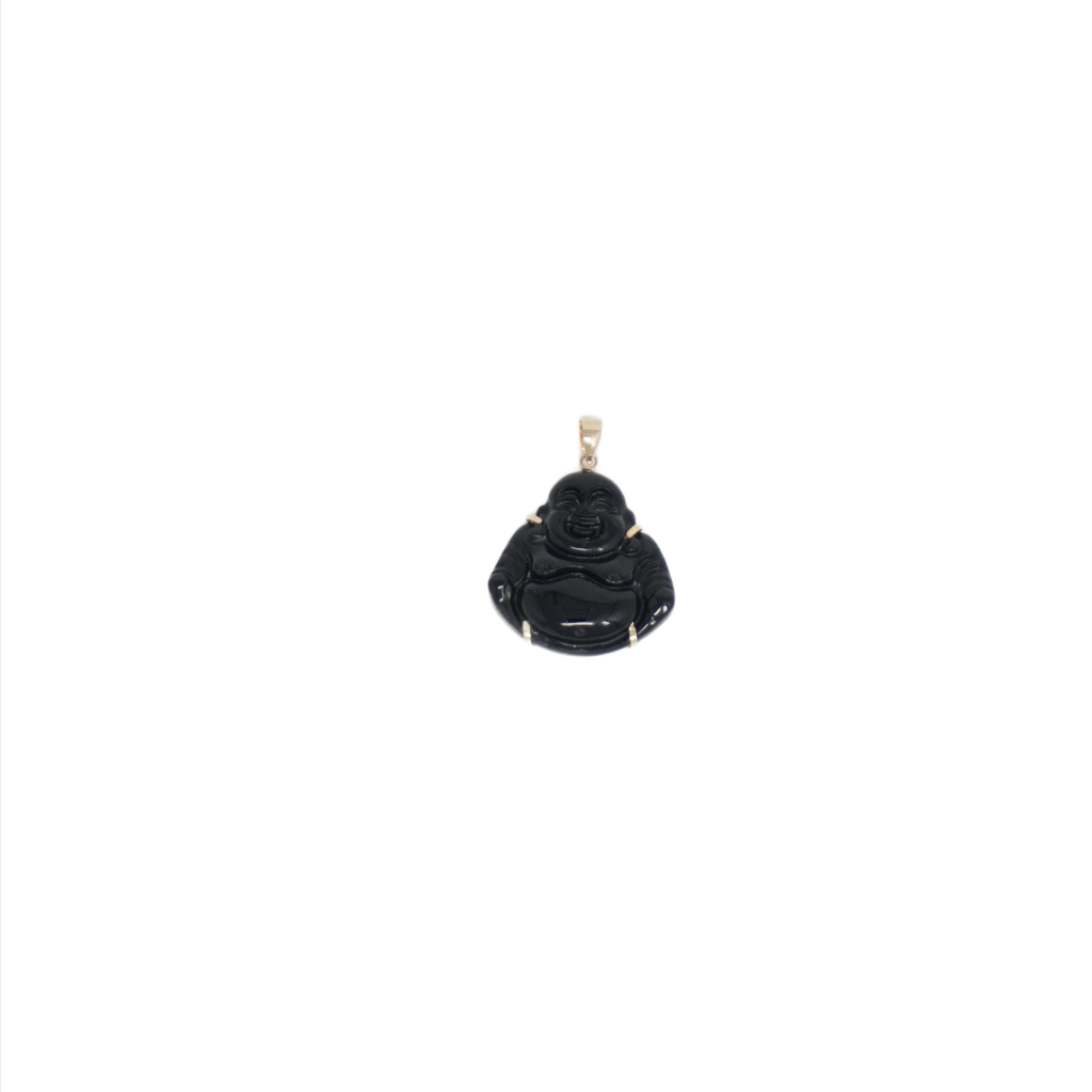 14K Gold Small Jade Buddha Pendant (Pronged)