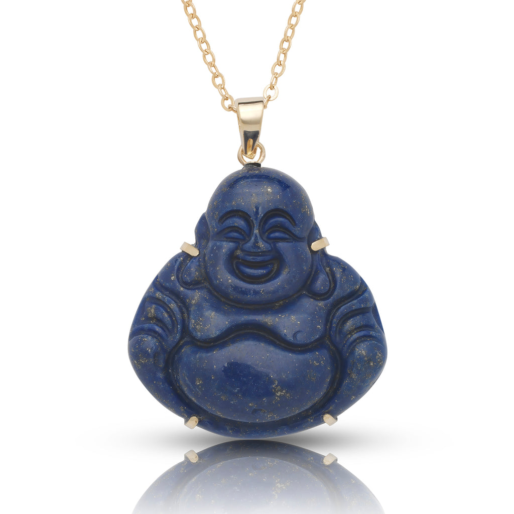 14K Gold Small Jade Buddha Pendant (Pronged)