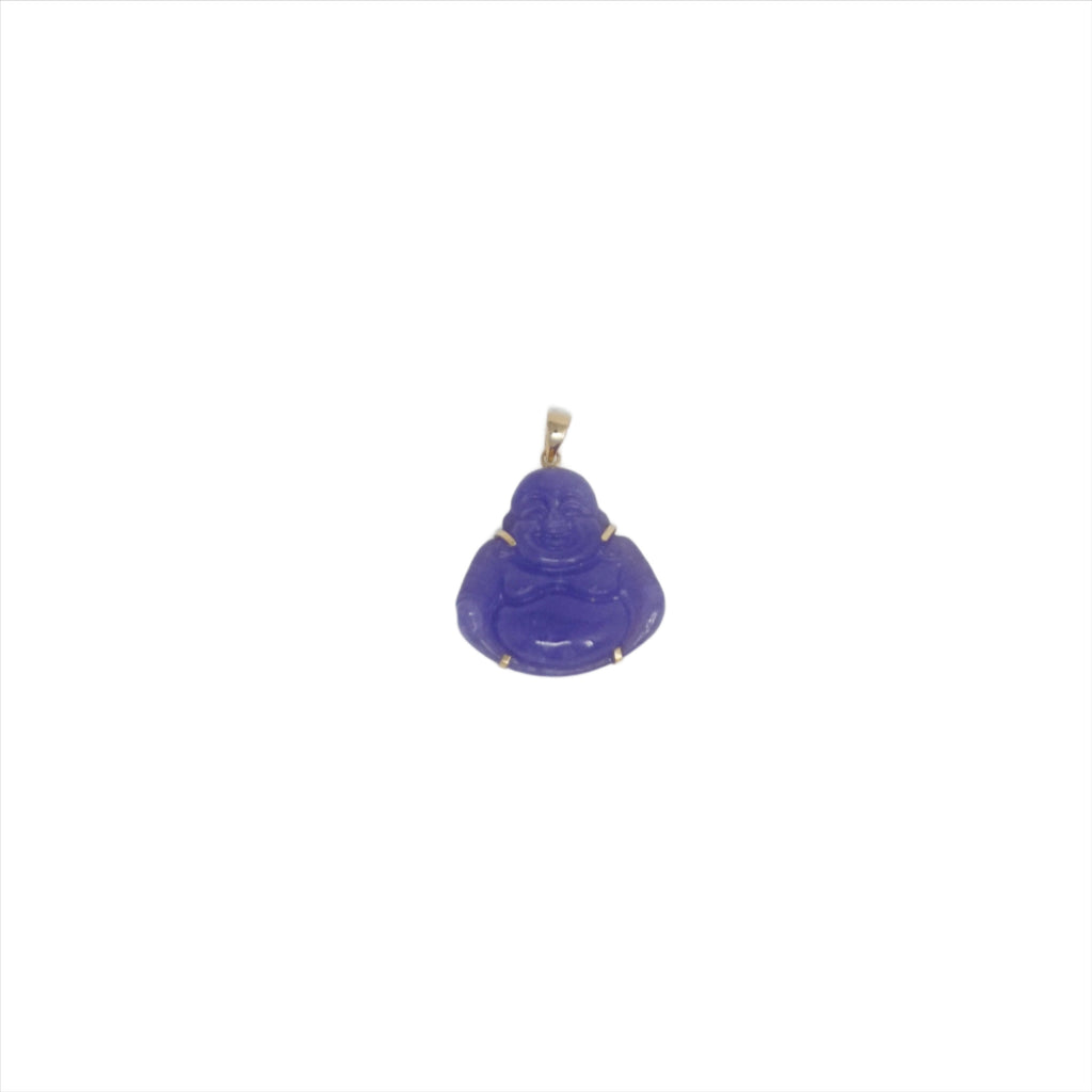 14K Gold Small Jade Buddha Pendant (Pronged)