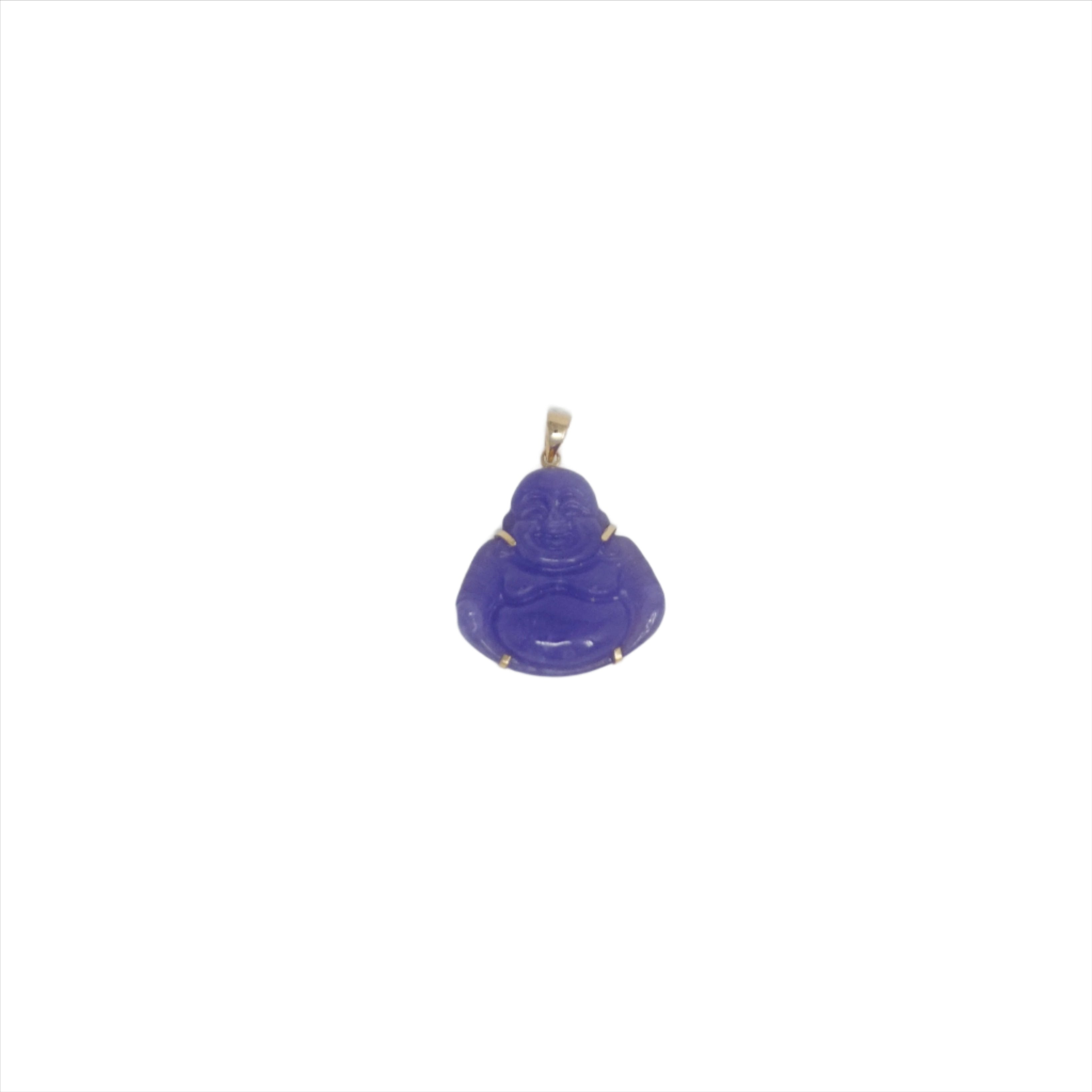 14K Gold Small Jade Buddha Pendant (Pronged)