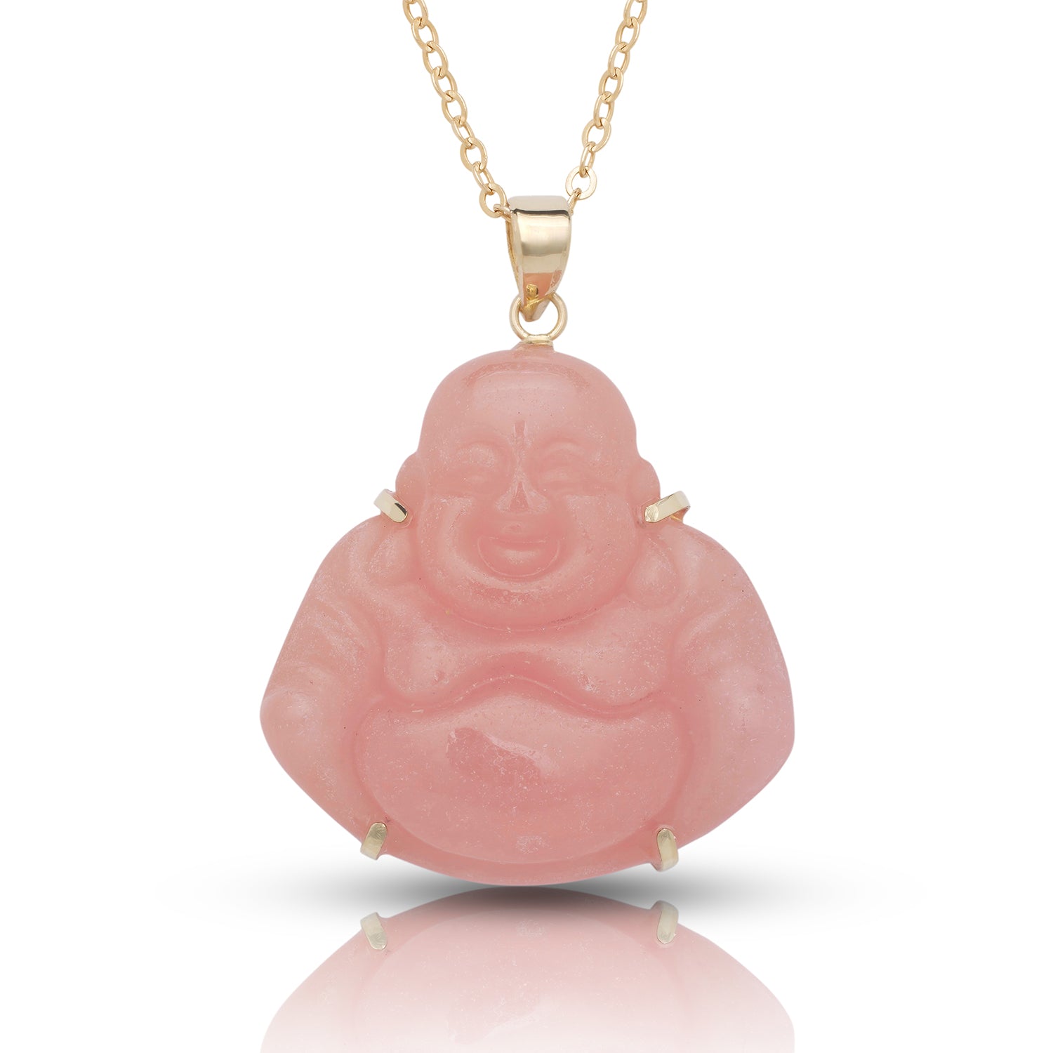 14K Gold Small Jade Buddha Pendant (Pronged)