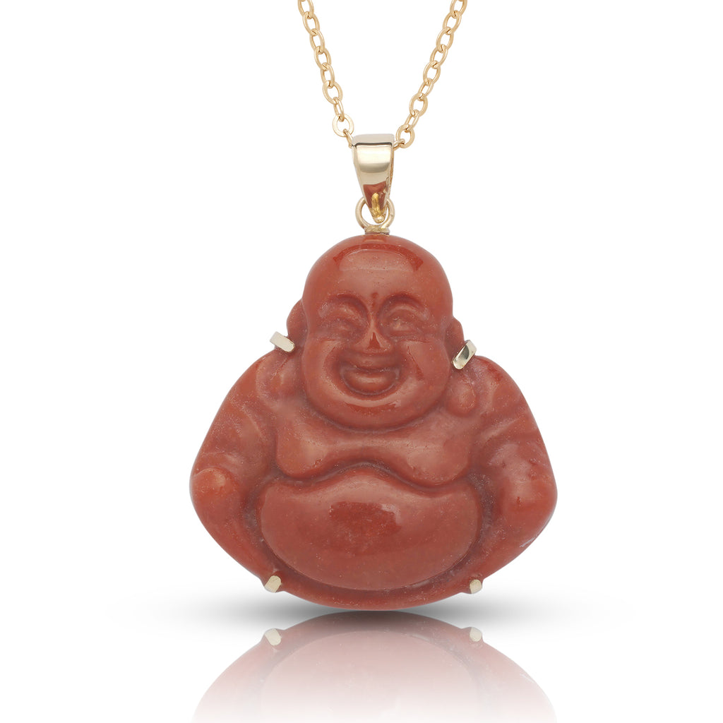 14K Gold Small Jade Buddha Pendant (Pronged)