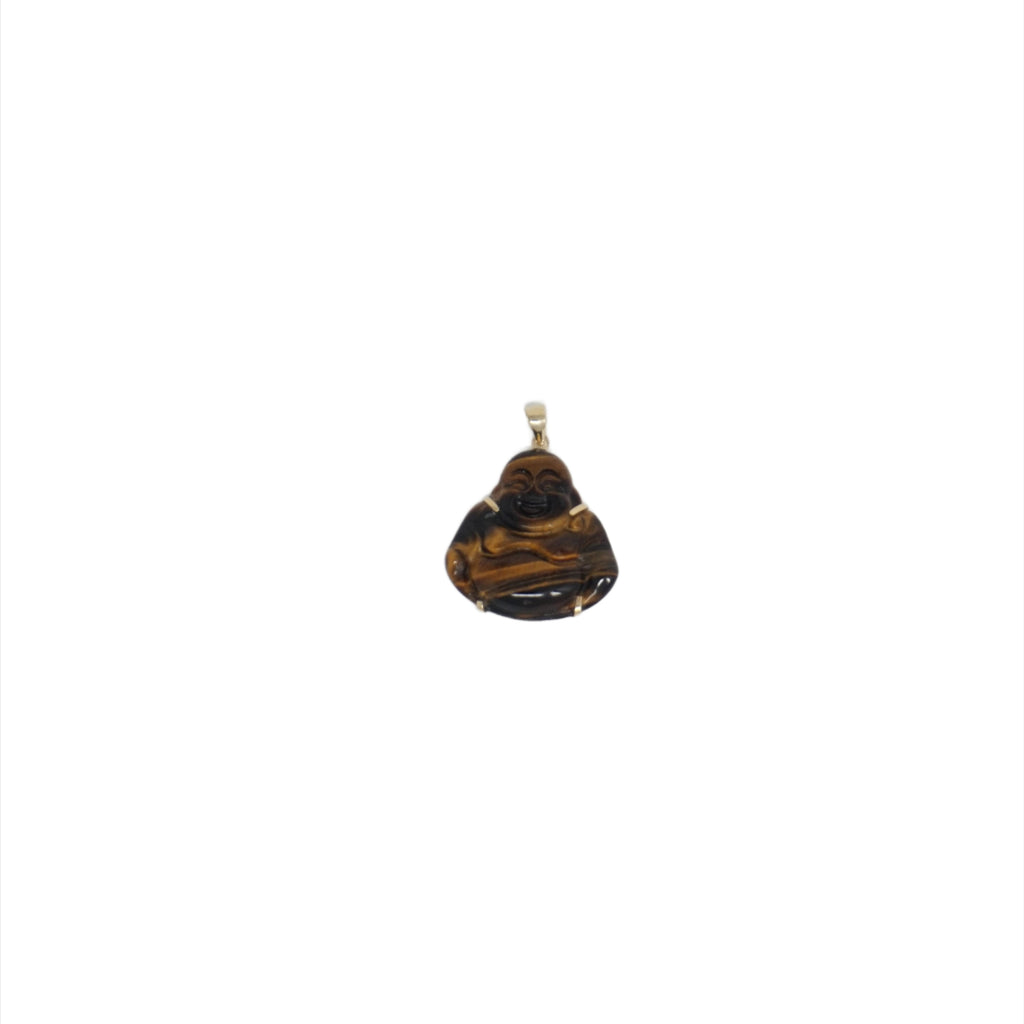 14K Gold Small Jade Buddha Pendant (Pronged)