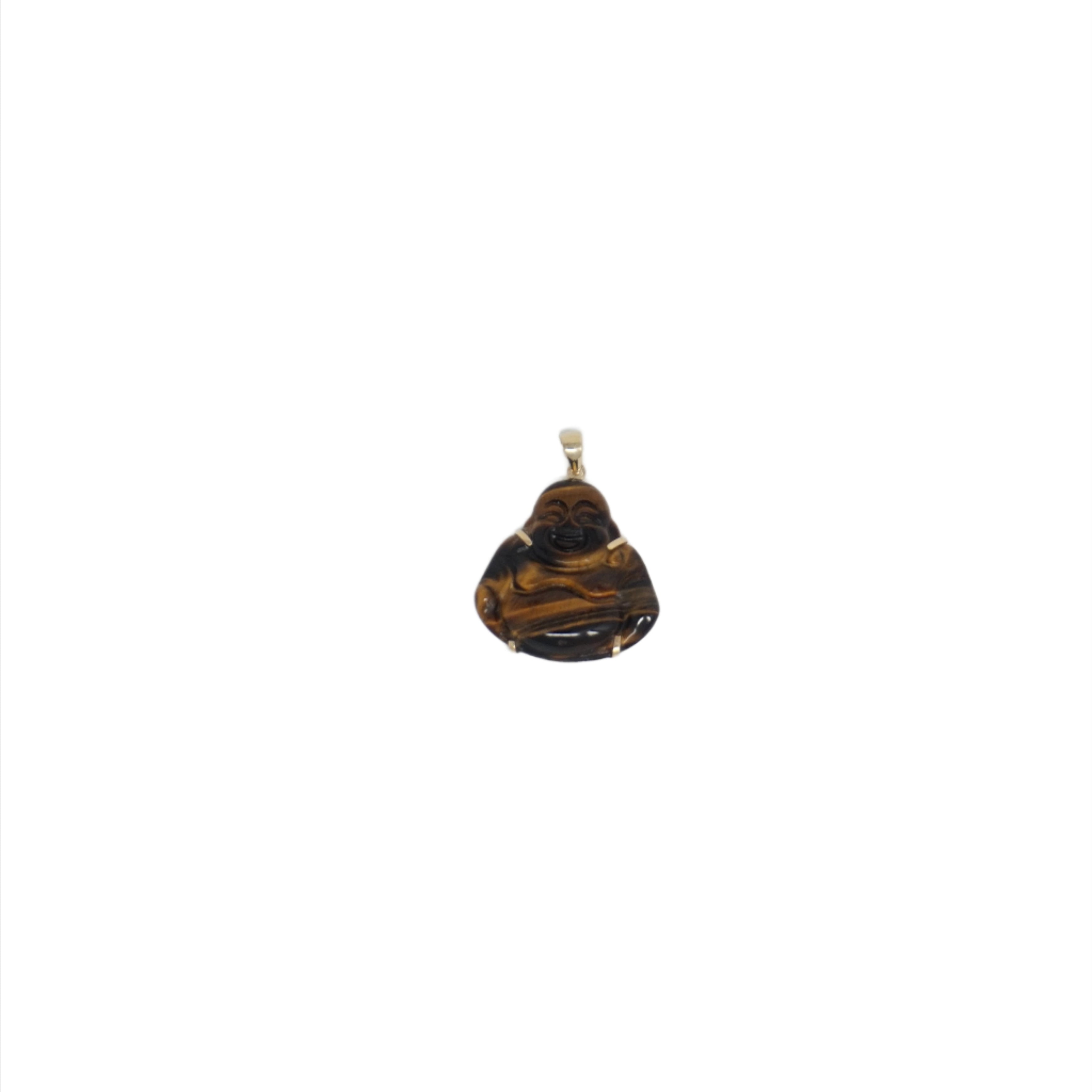 14K Gold Small Jade Buddha Pendant (Pronged)