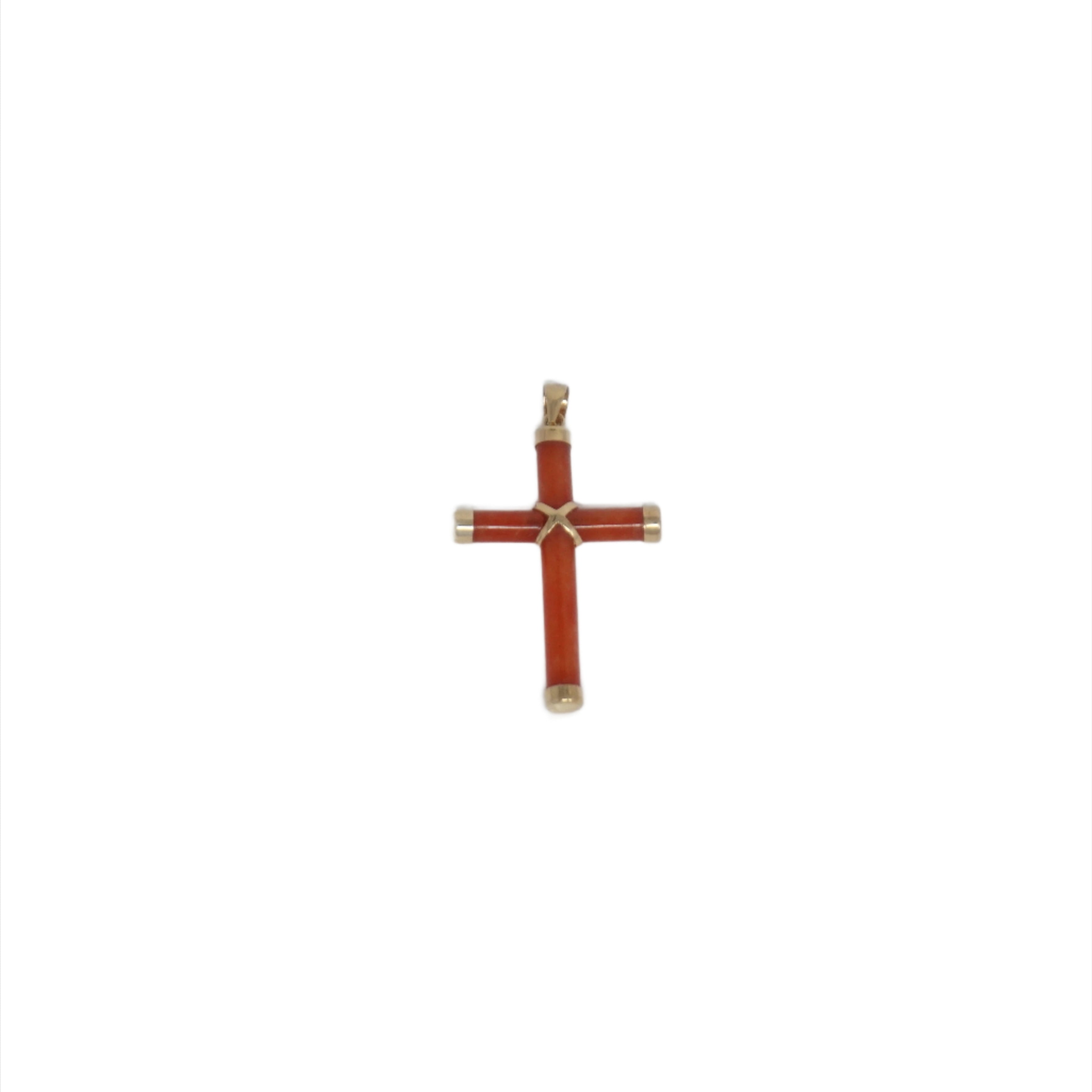 14K Gold Small Jade Cross Pendant