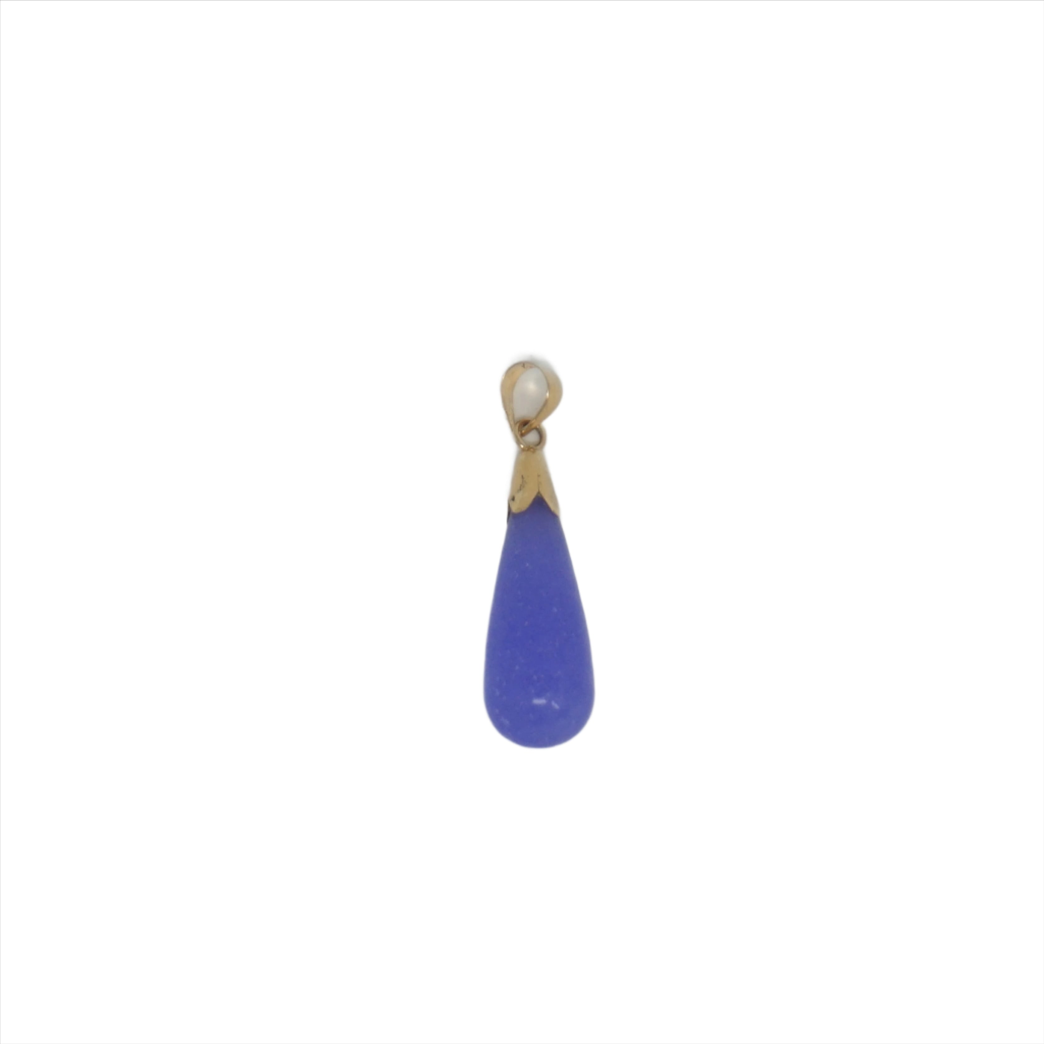 14K Gold Jade Teardrop Pendant