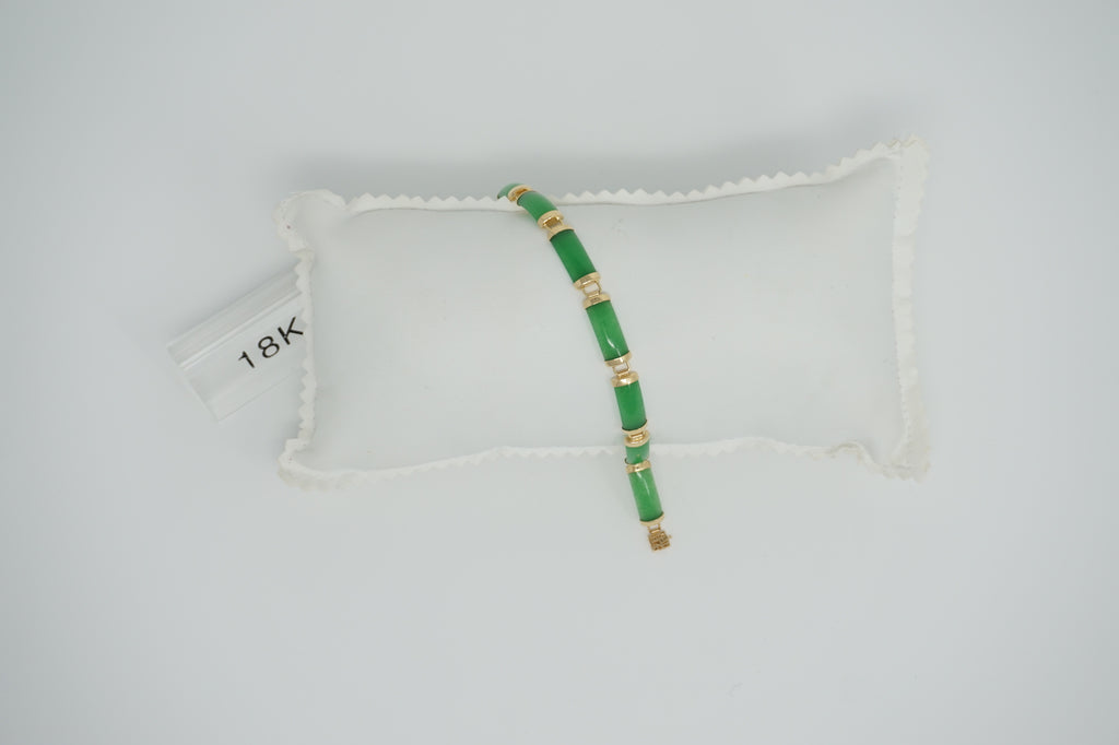 18K Gold Jade 8 Segment Bracelet