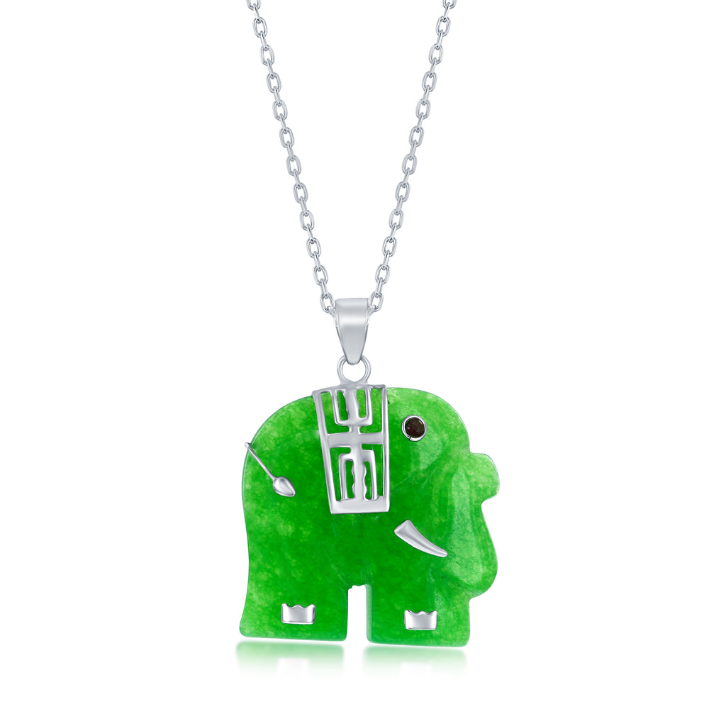 Sterling Silver Jade Elephant Pendant