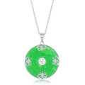 Sterling Silver Jade Good Luck Butterfly Bordered Pendant