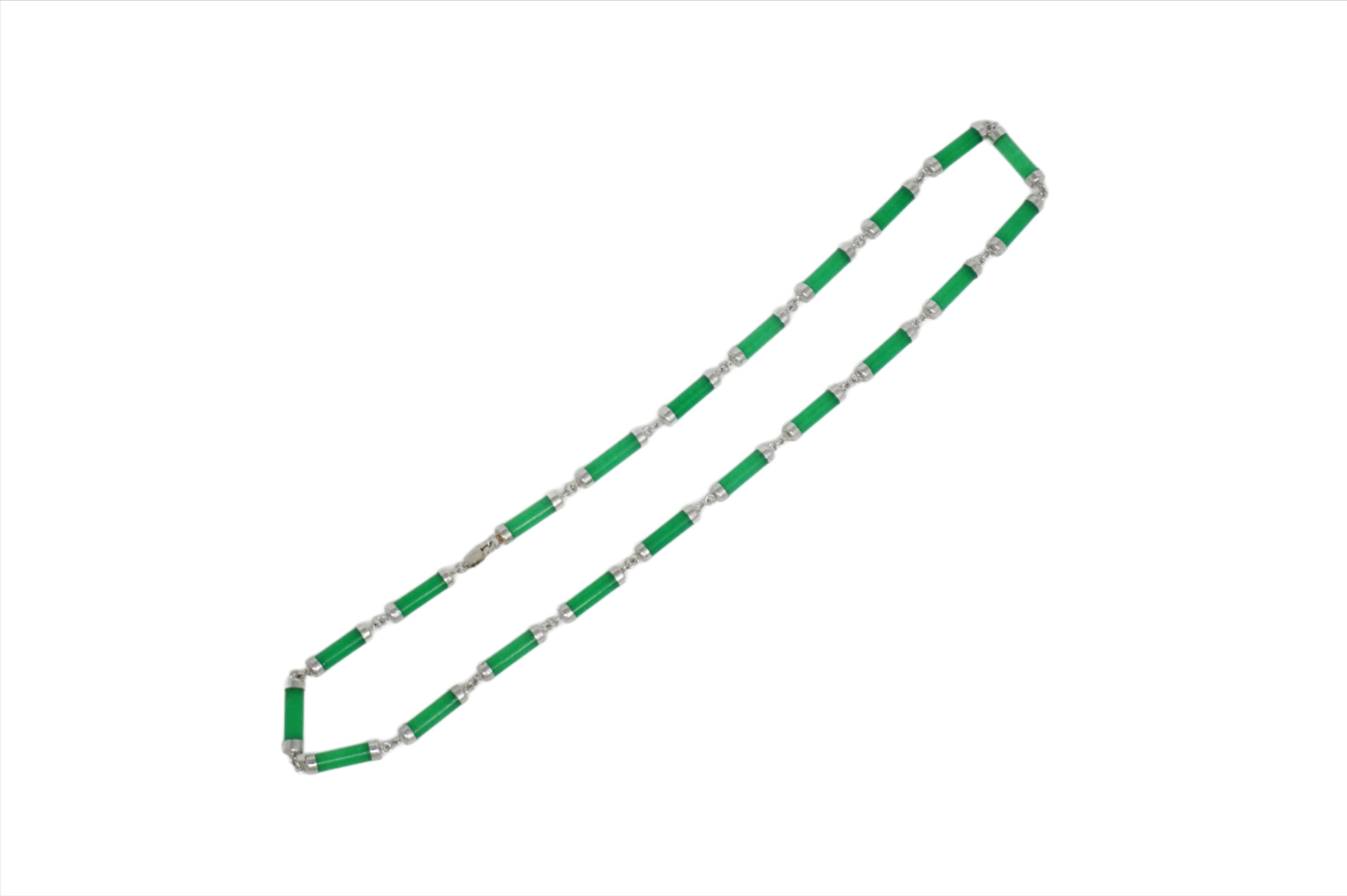 Sterling Silver Jade Cylinder Necklace