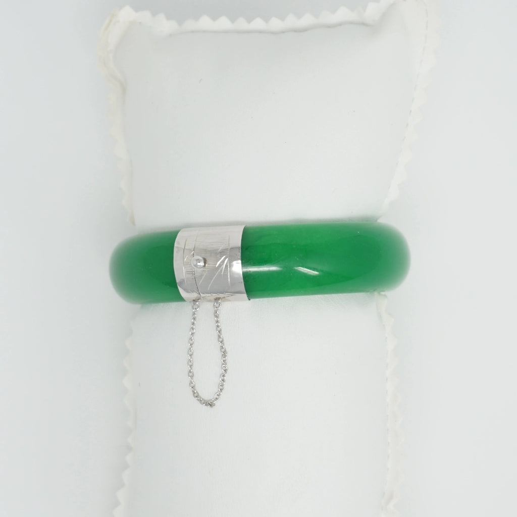 Sterling Silver Jade Two-Section Bangle