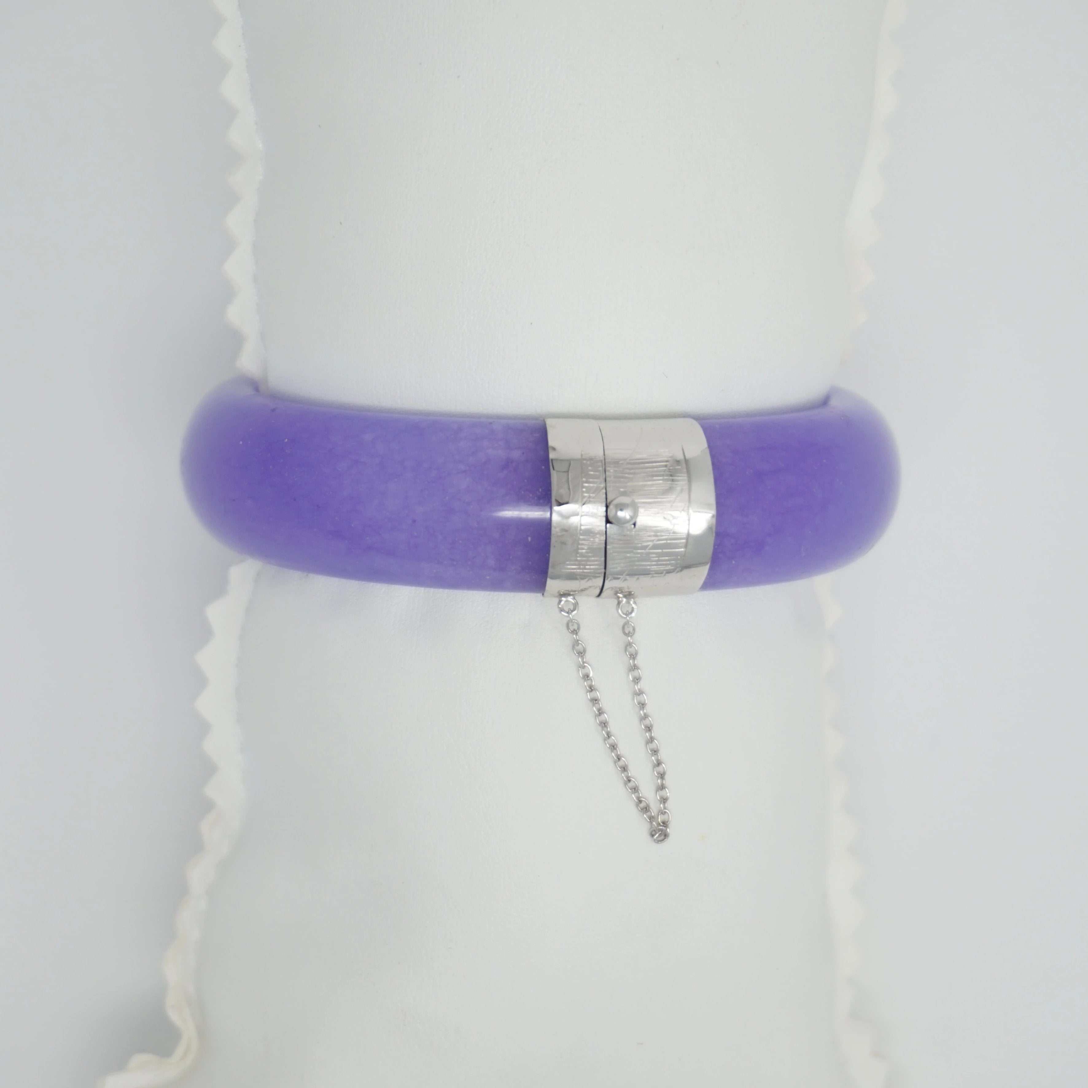 Sterling Silver Jade Two-Section Bangle