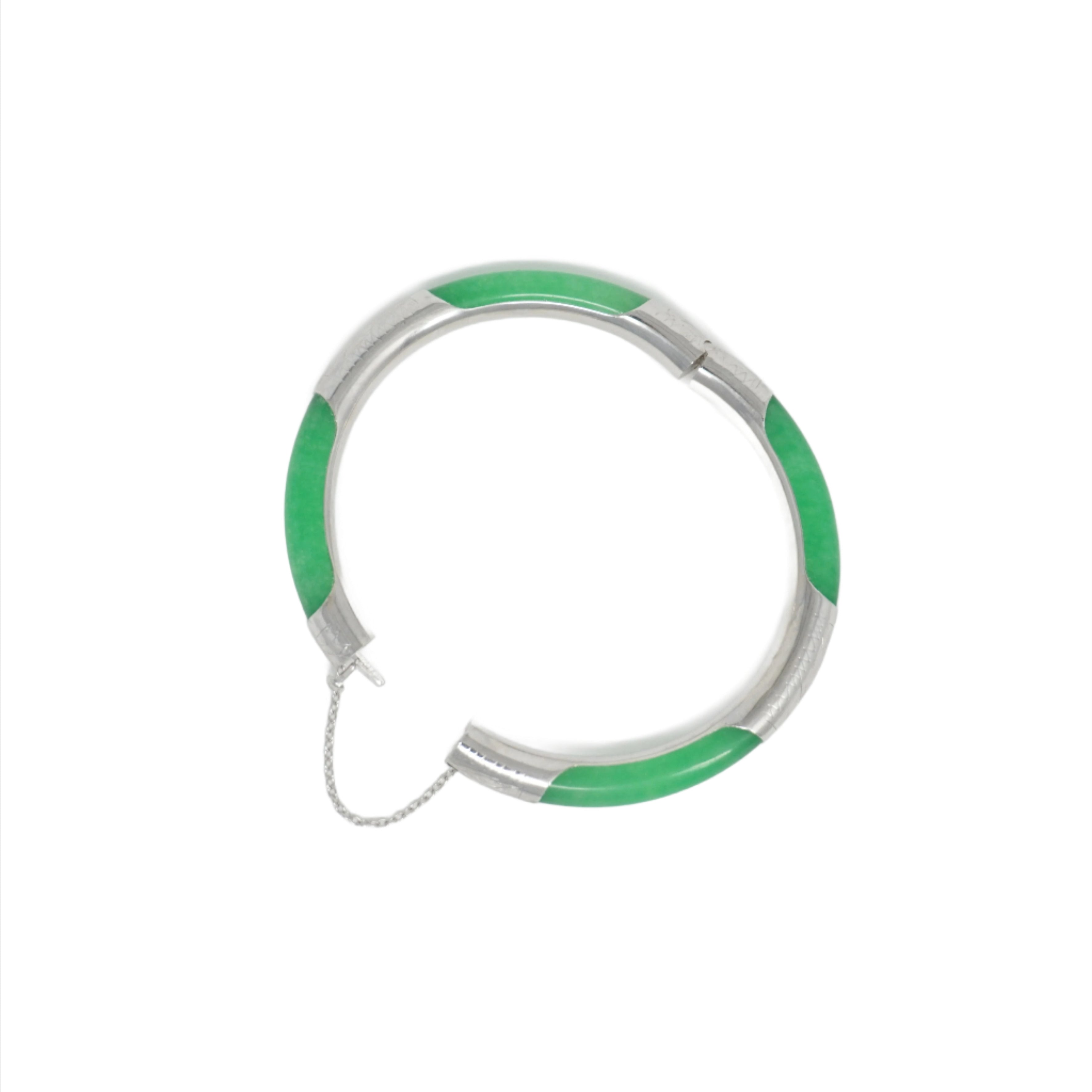 Sterling Silver Jade Four-Section Bangle