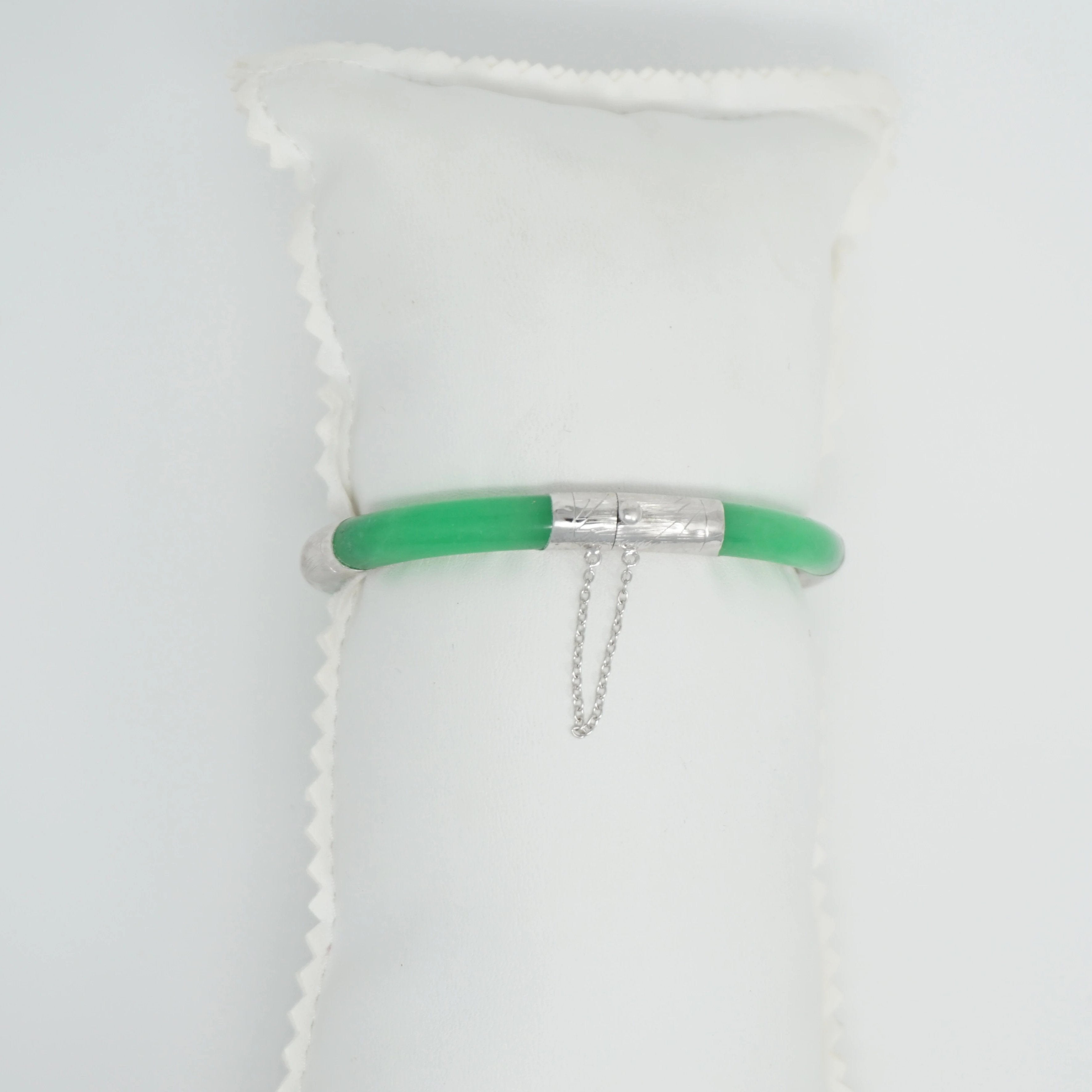 Sterling Silver Jade Four-Section Bangle