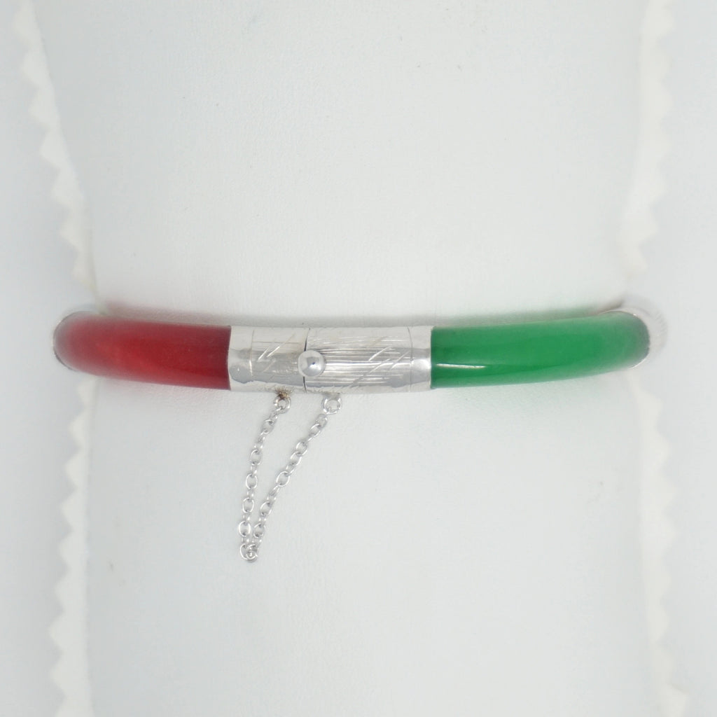 Sterling Silver Jade Four-Section Bangle