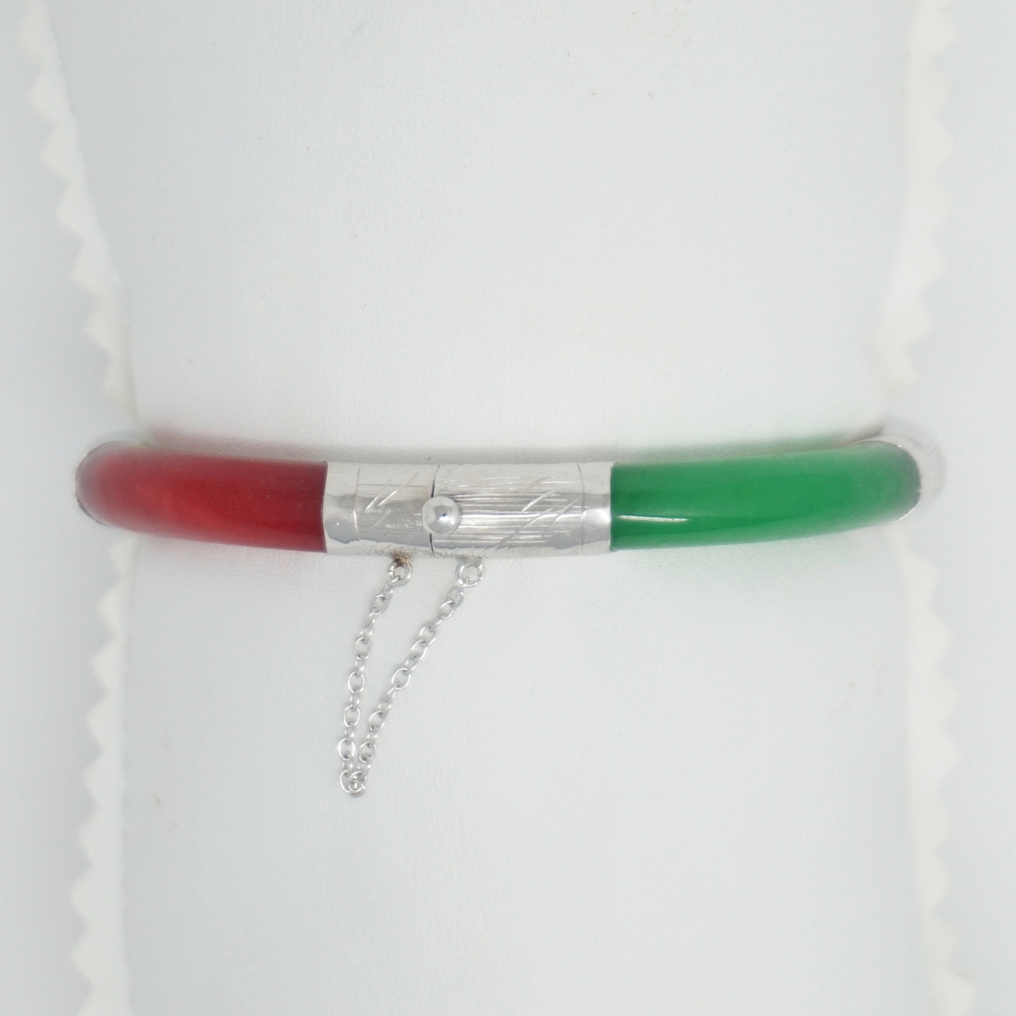Sterling Silver Jade Four-Section Bangle