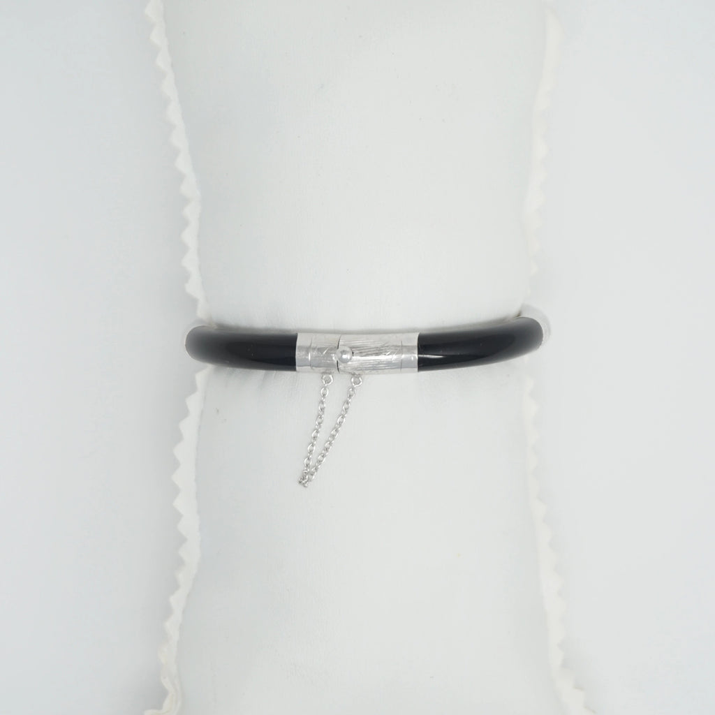 Sterling Silver Jade Four-Section Bangle