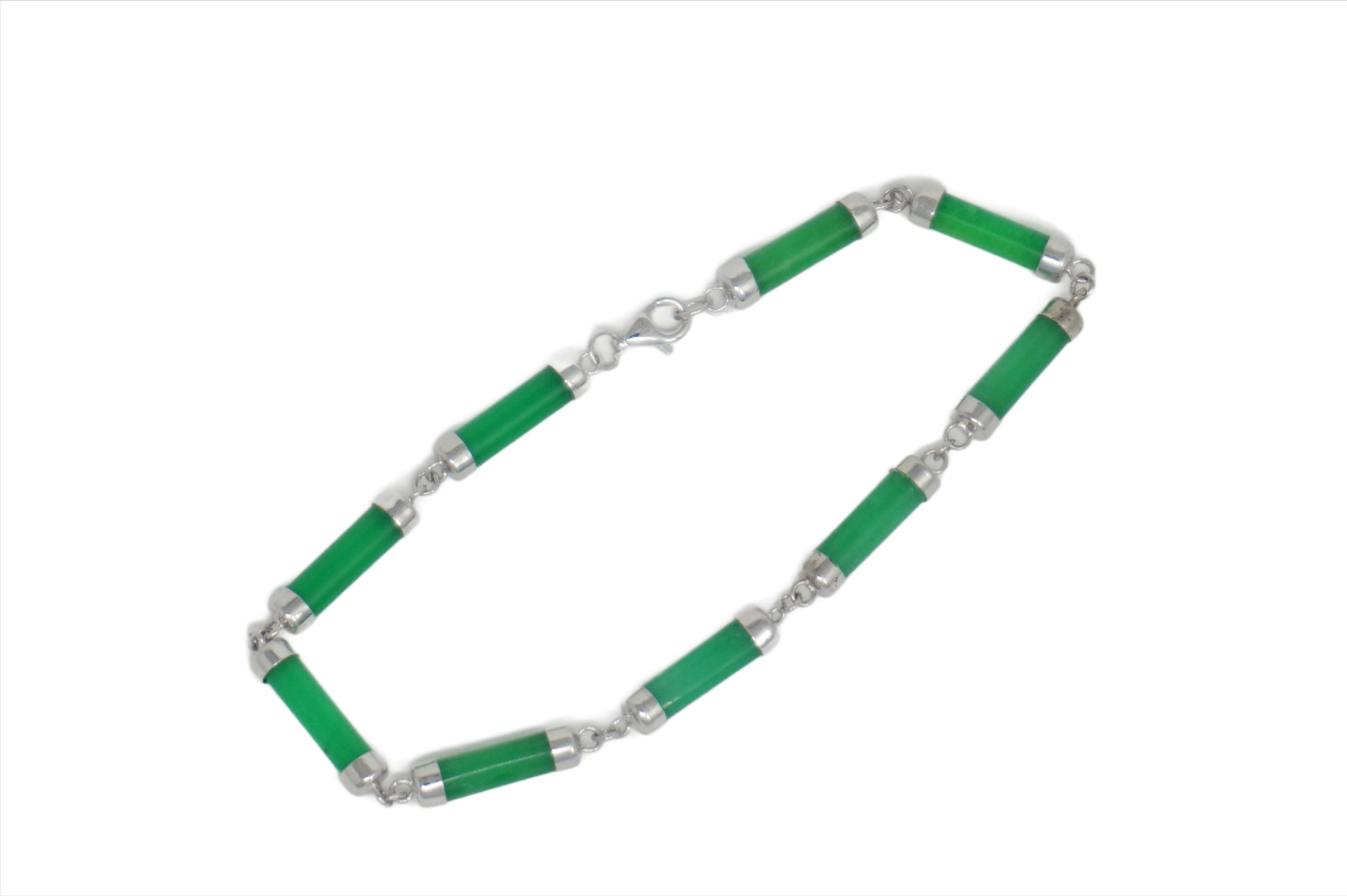 Sterling Silver Jade Cylinder Bracelet