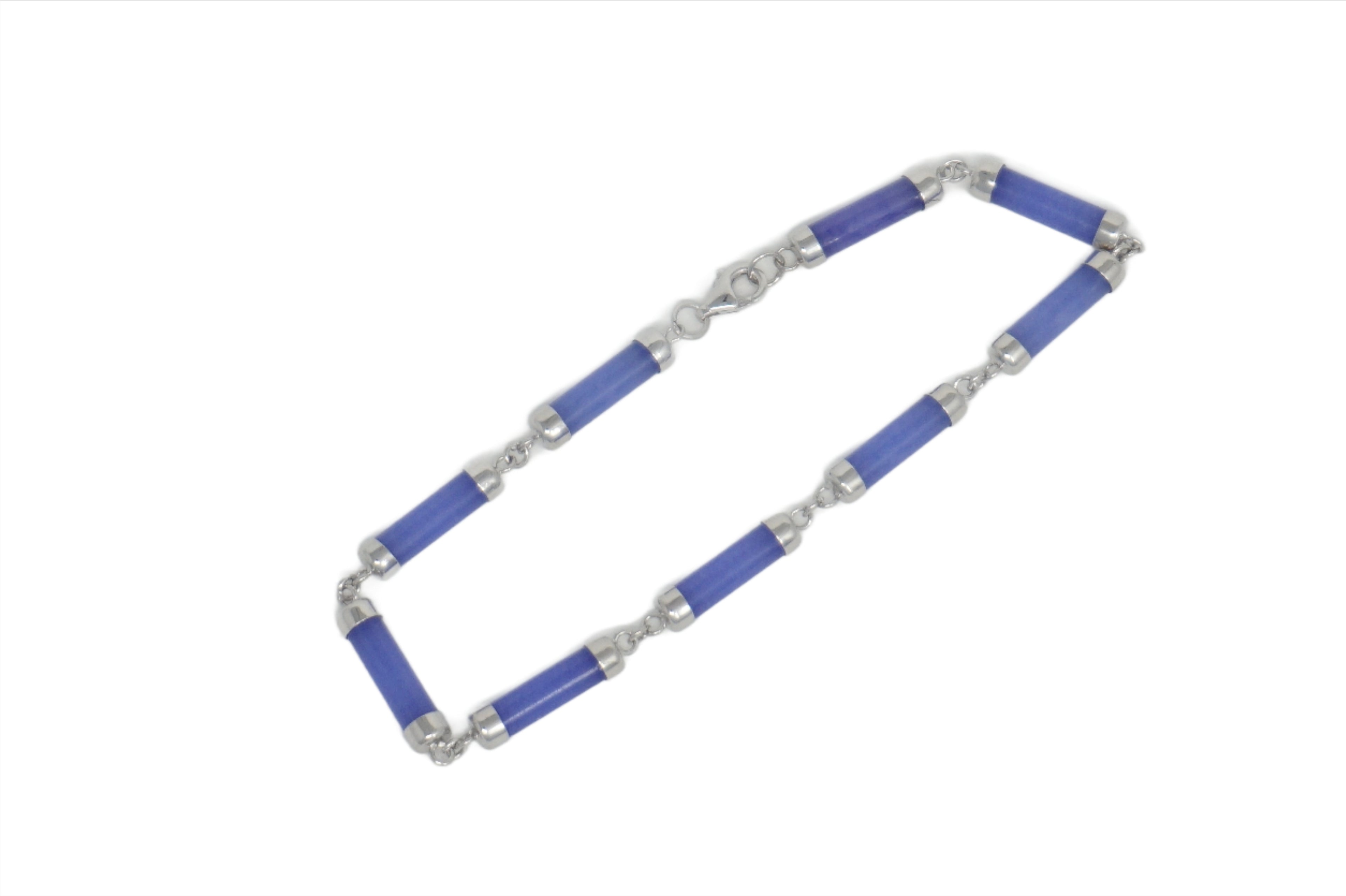 Sterling Silver Jade Cylinder Bracelet