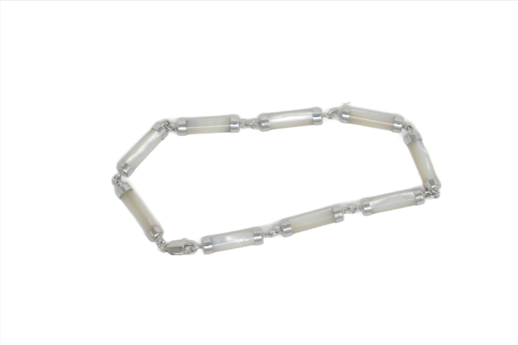 Sterling Silver Jade Cylinder Bracelet