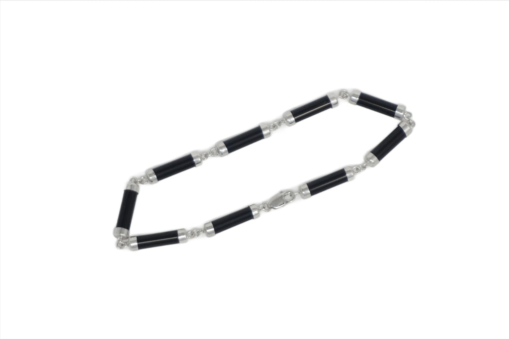 Sterling Silver Jade Cylinder Bracelet