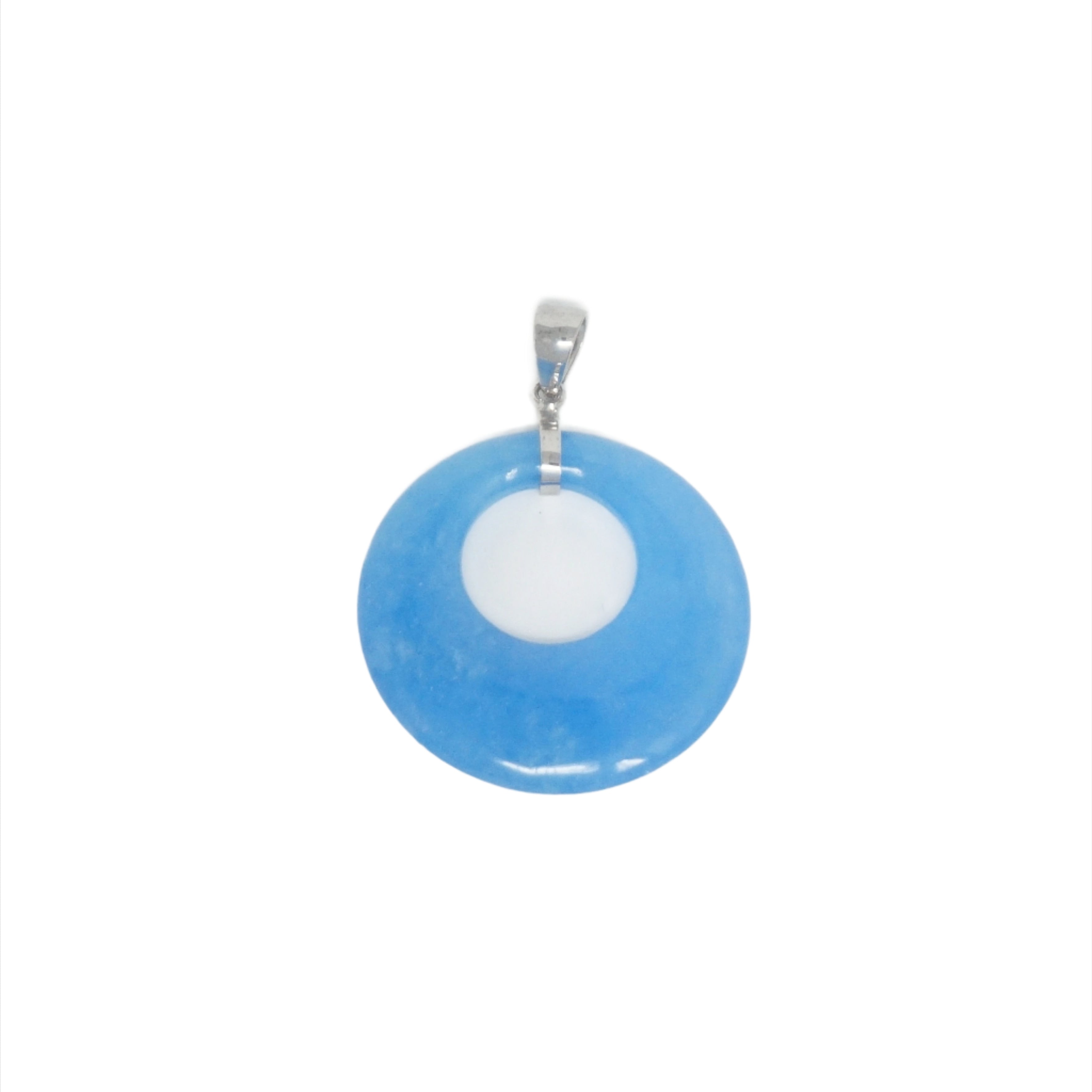Sterling Silver Jade Round Agogo Pendant