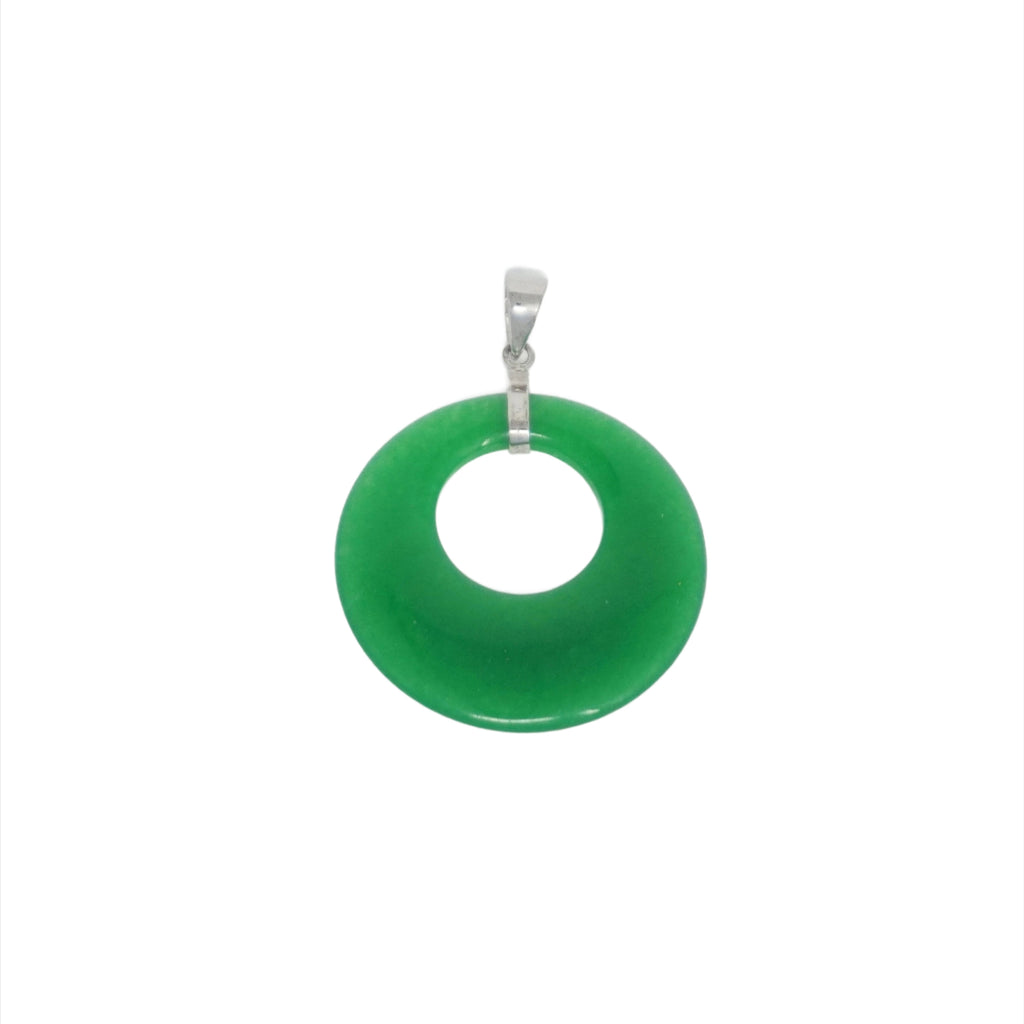 Sterling Silver Jade Round Agogo Pendant