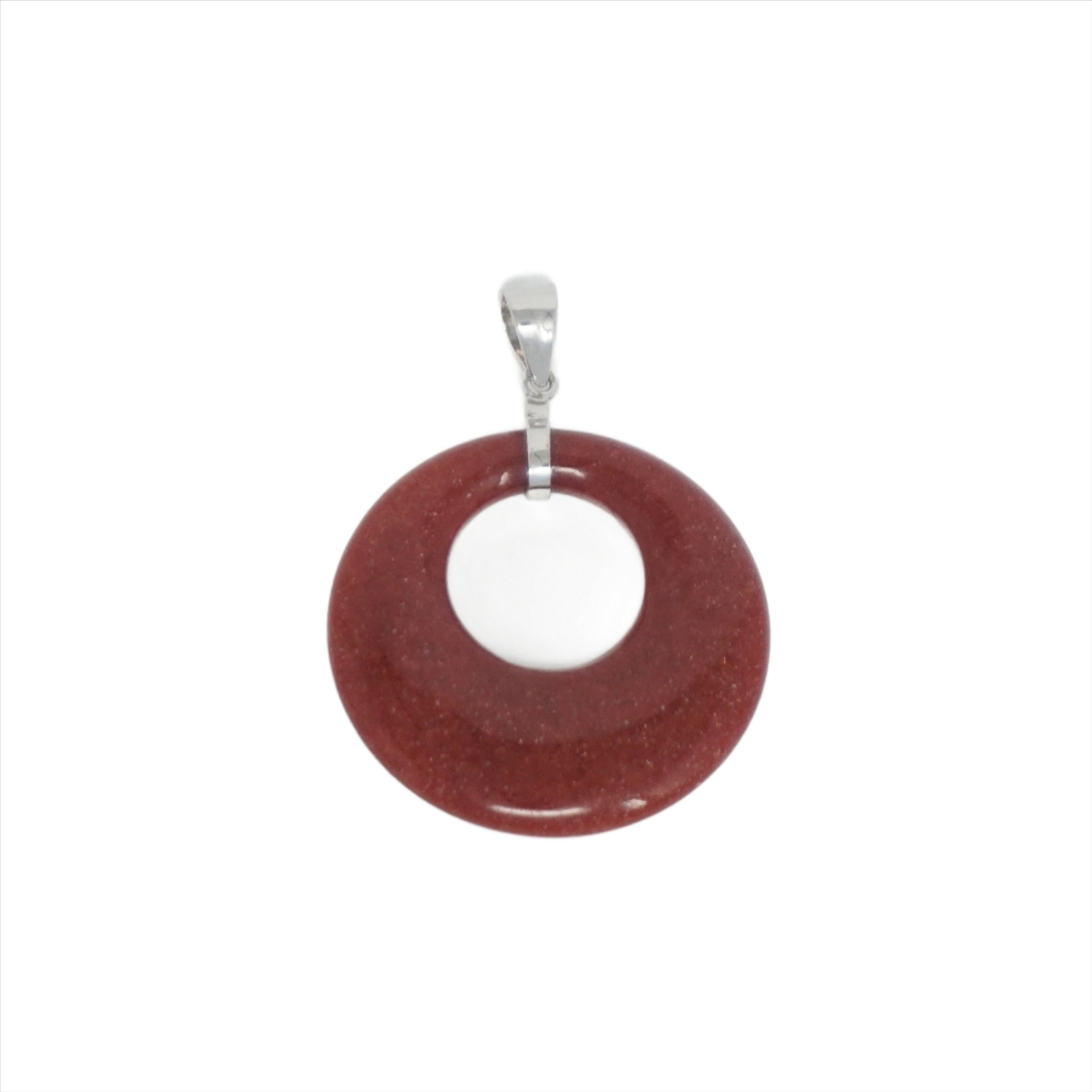 Sterling Silver Jade Round Agogo Pendant