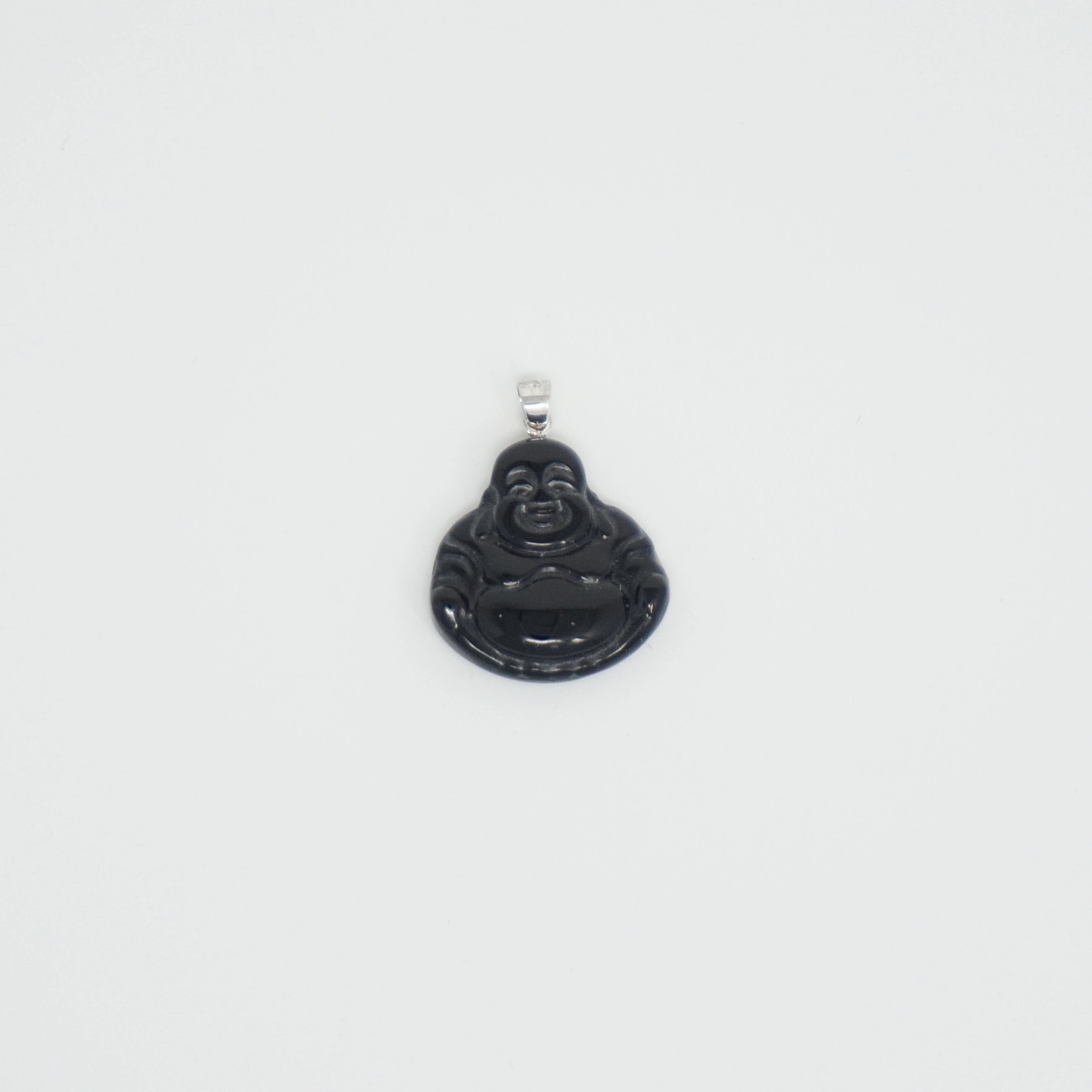 Sterling Silver Small Jade Buddha Pendant (No Prongs)