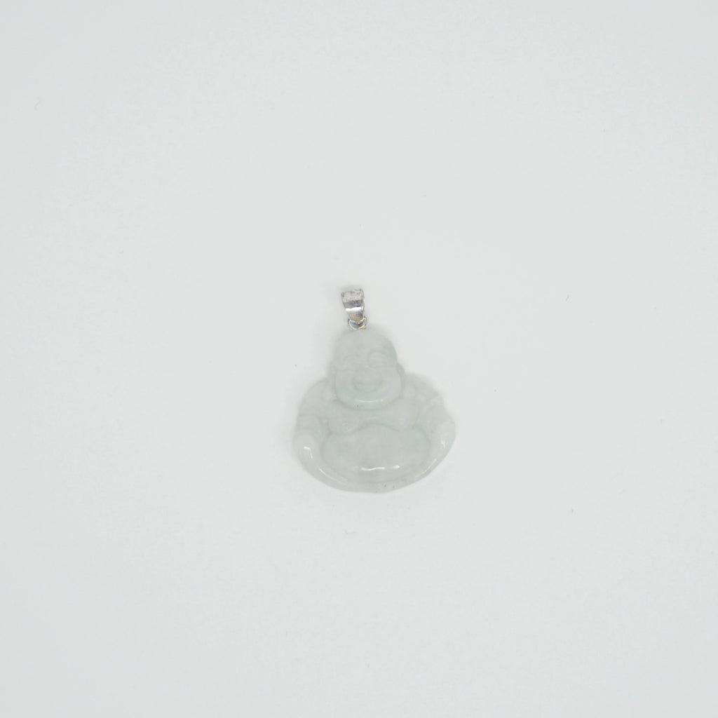 Sterling Silver Small Jade Buddha Pendant (No Prongs)