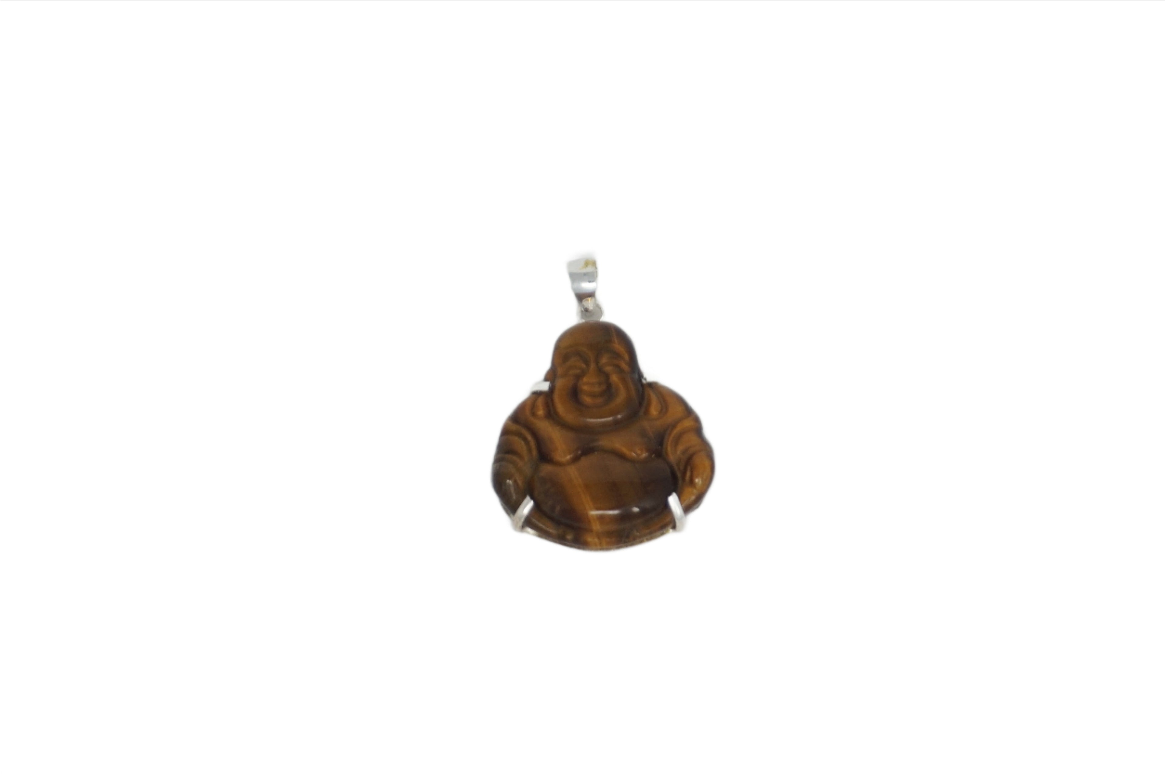 Sterling Silver Small Jade Buddha Pendant (With Prongs)