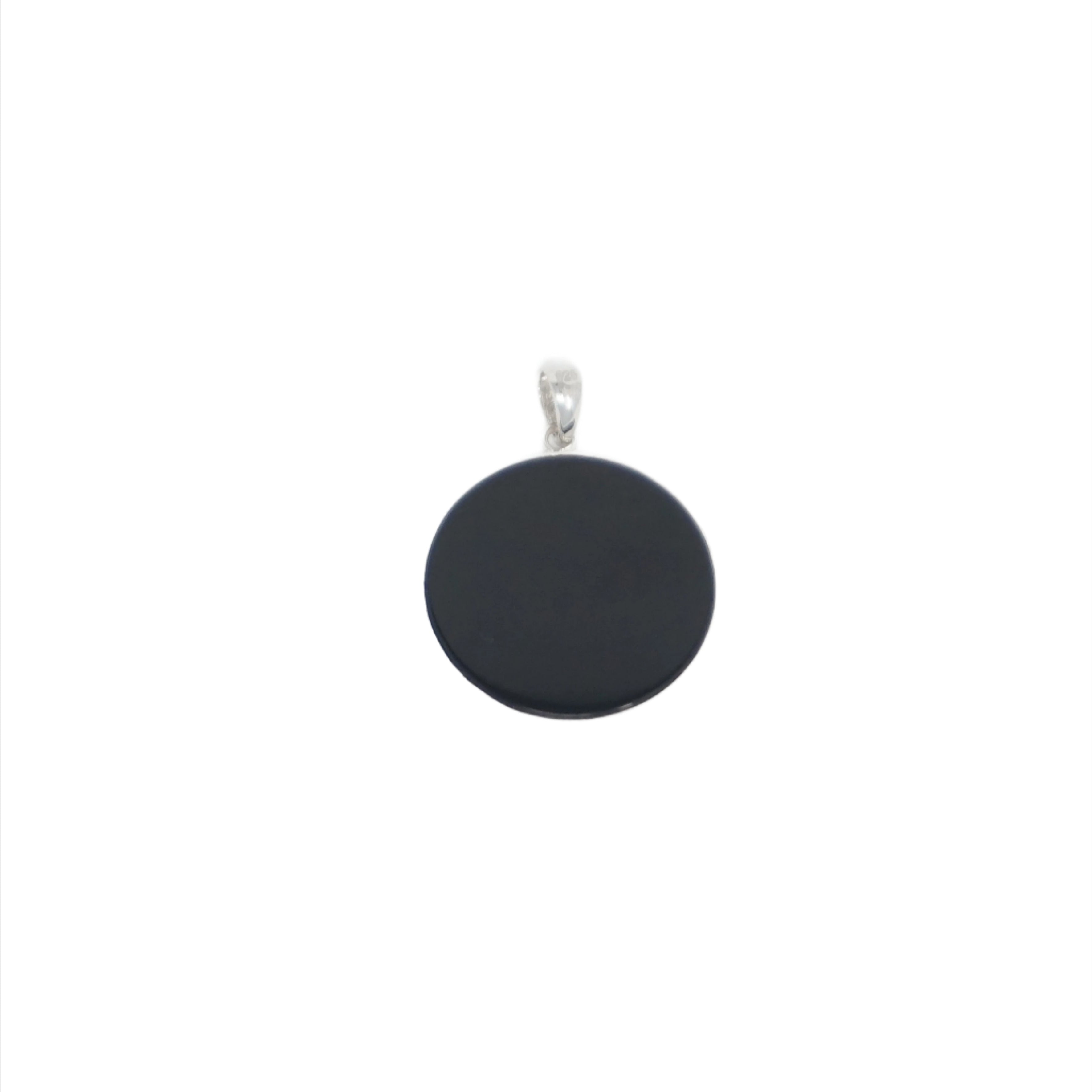 Sterling Silver Circle Bordered Jade Ohm Pendant
