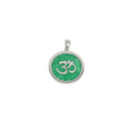 Sterling Silver Circle Bordered Jade Ohm Pendant