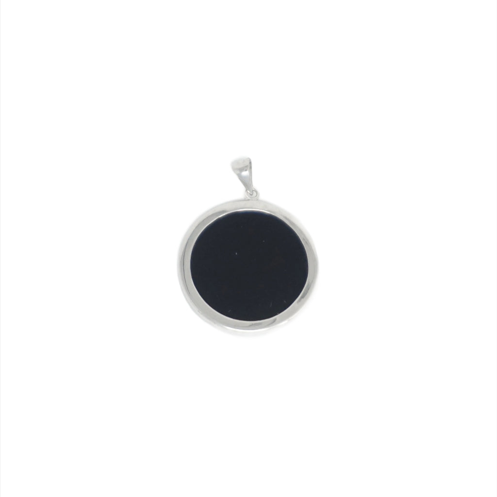 Sterling Silver Jade Circle Bordered Pendant