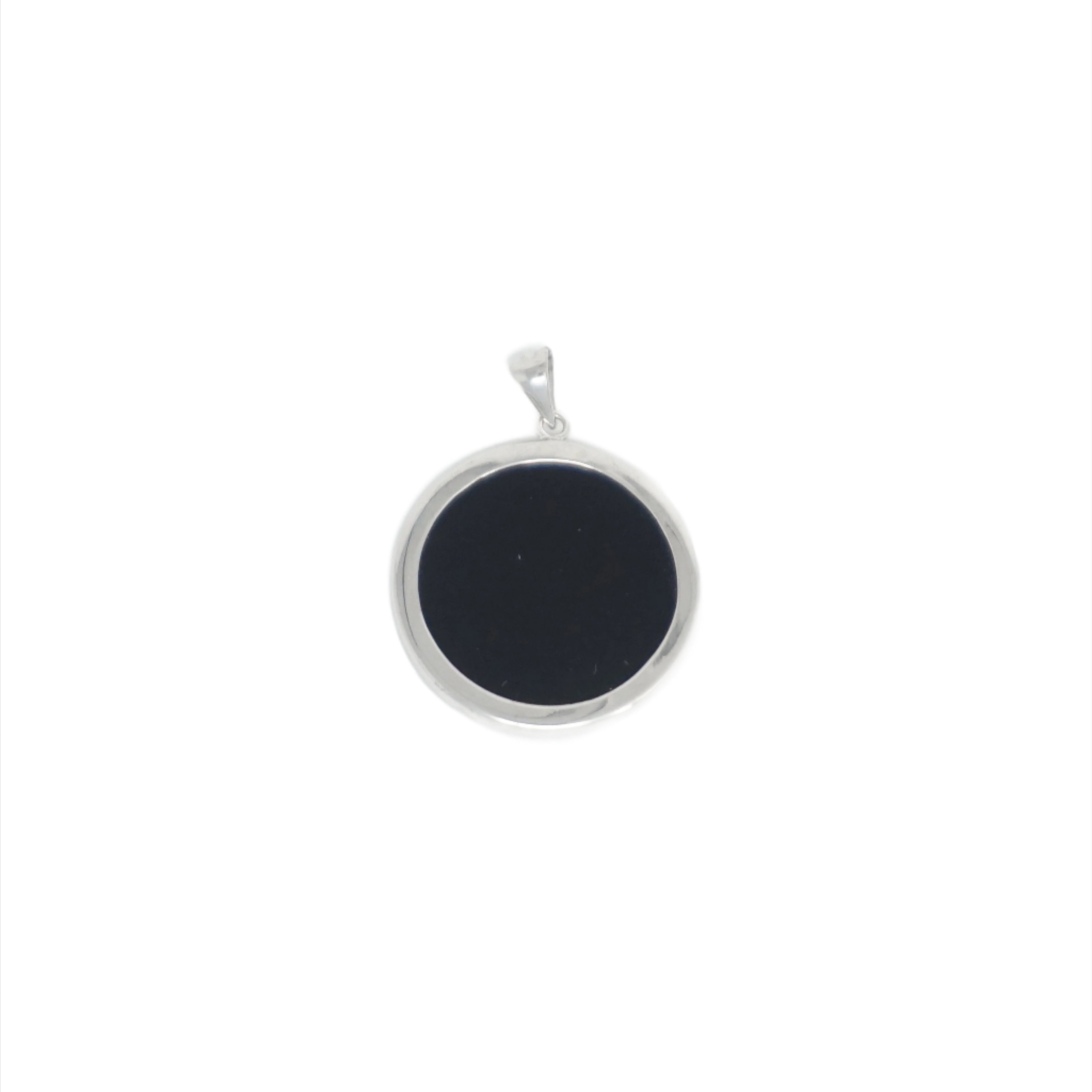 Sterling Silver Jade Circle Bordered Pendant