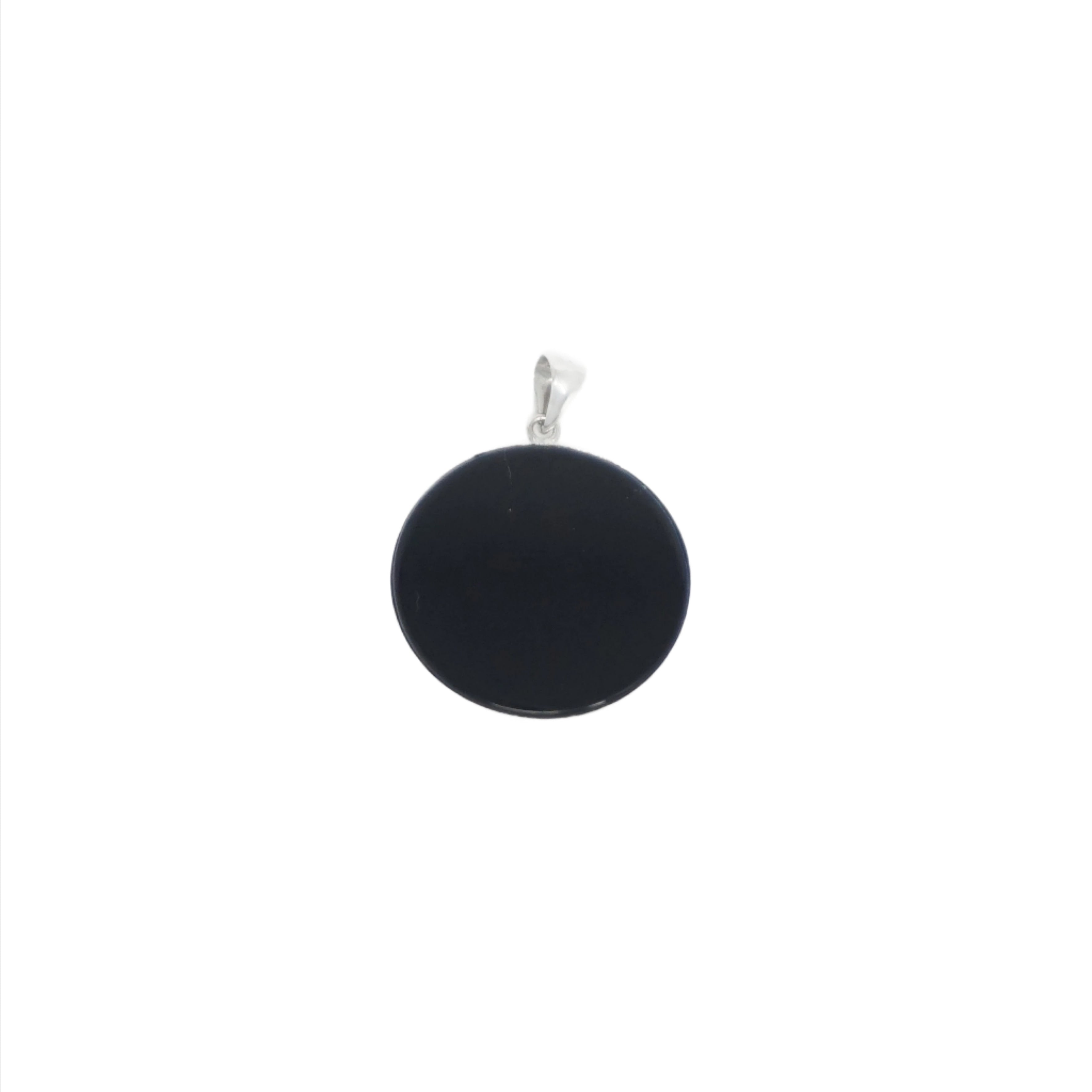 Sterling Silver Jade Circle Bordered Pendant