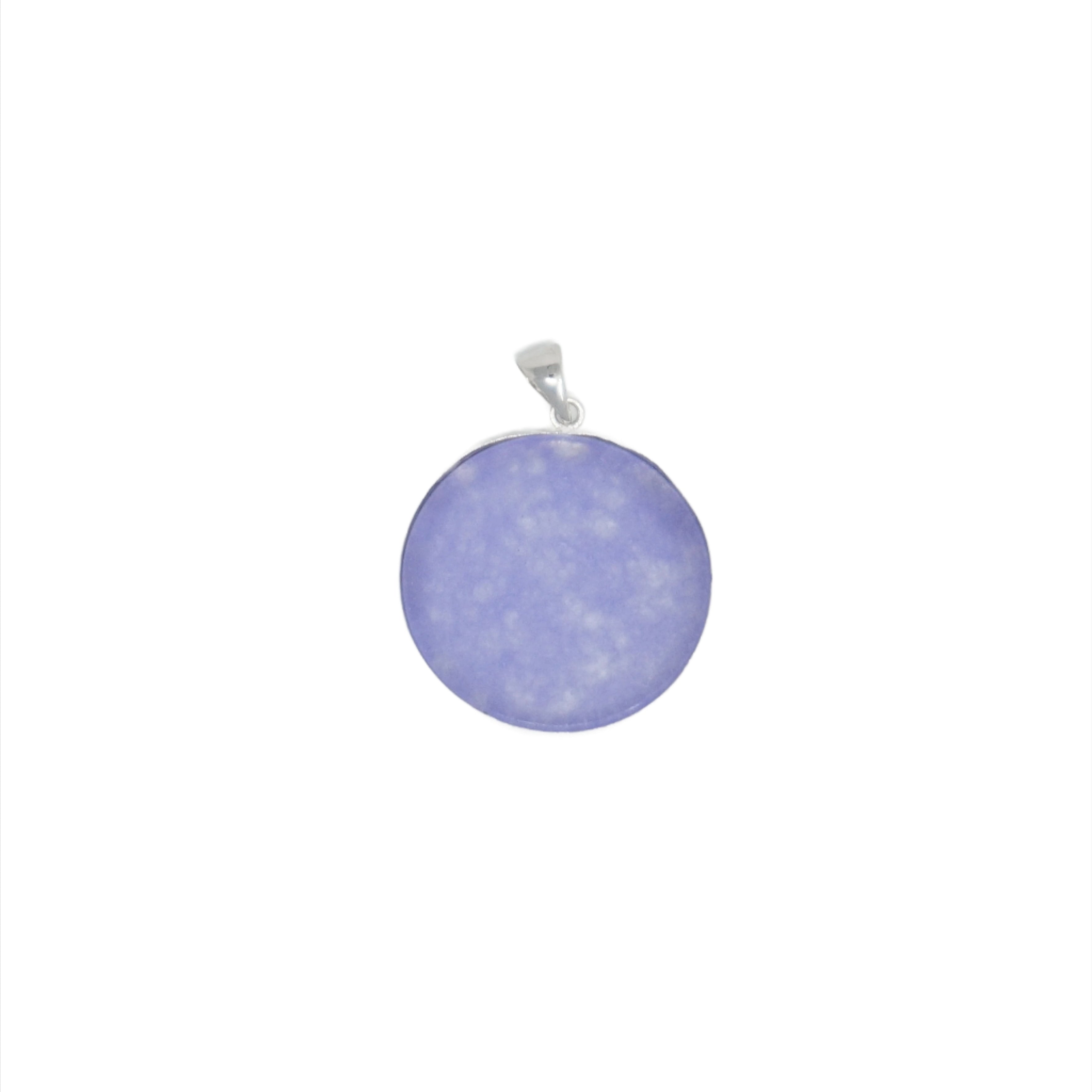 Sterling Silver Jade Circle Bordered Pendant