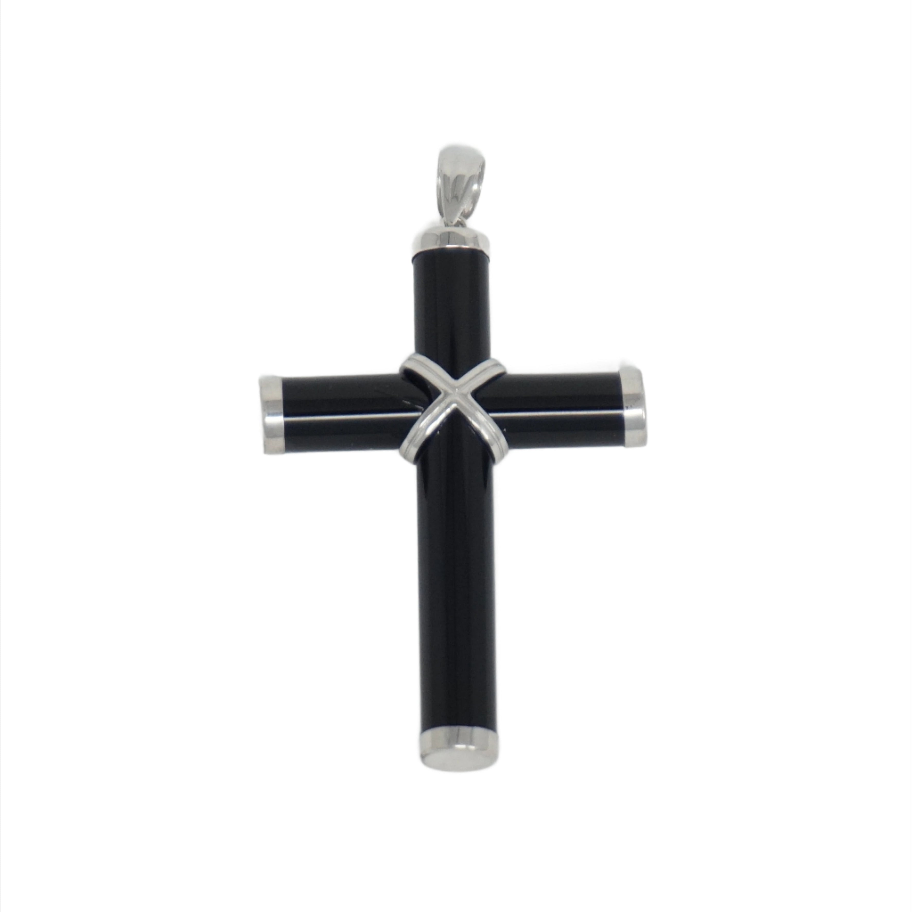 Sterling Silver Jade Cross Pendant (Large)