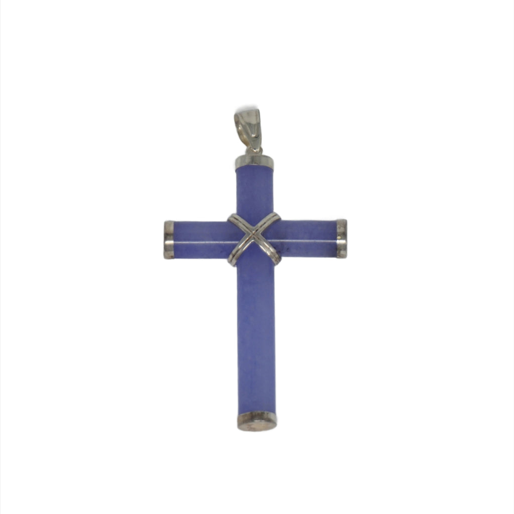 Sterling Silver Jade Cross Pendant (Large)