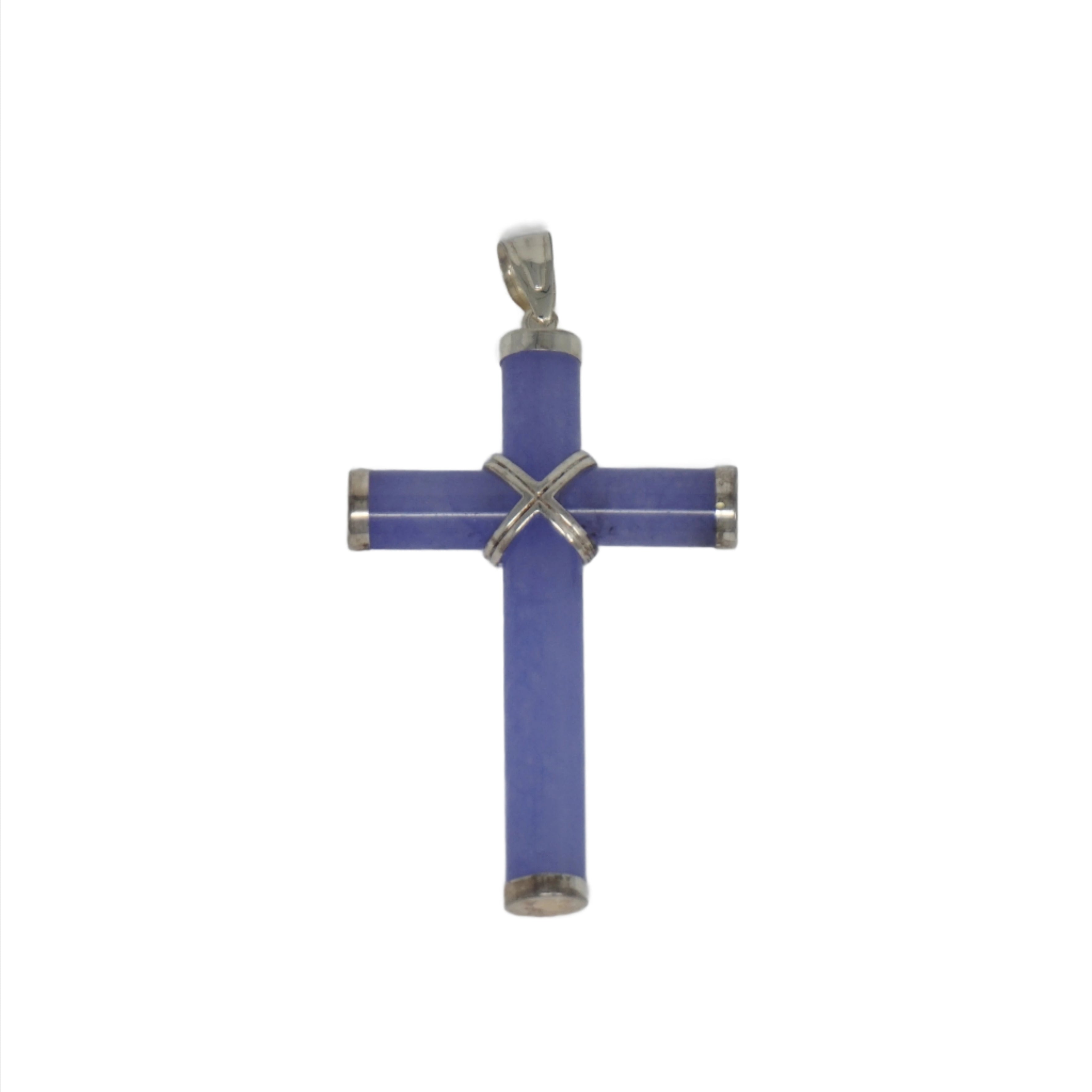 Sterling Silver Jade Cross Pendant (Large)