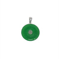 Sterling Silver Jade Round Good Luck Donut Pendant