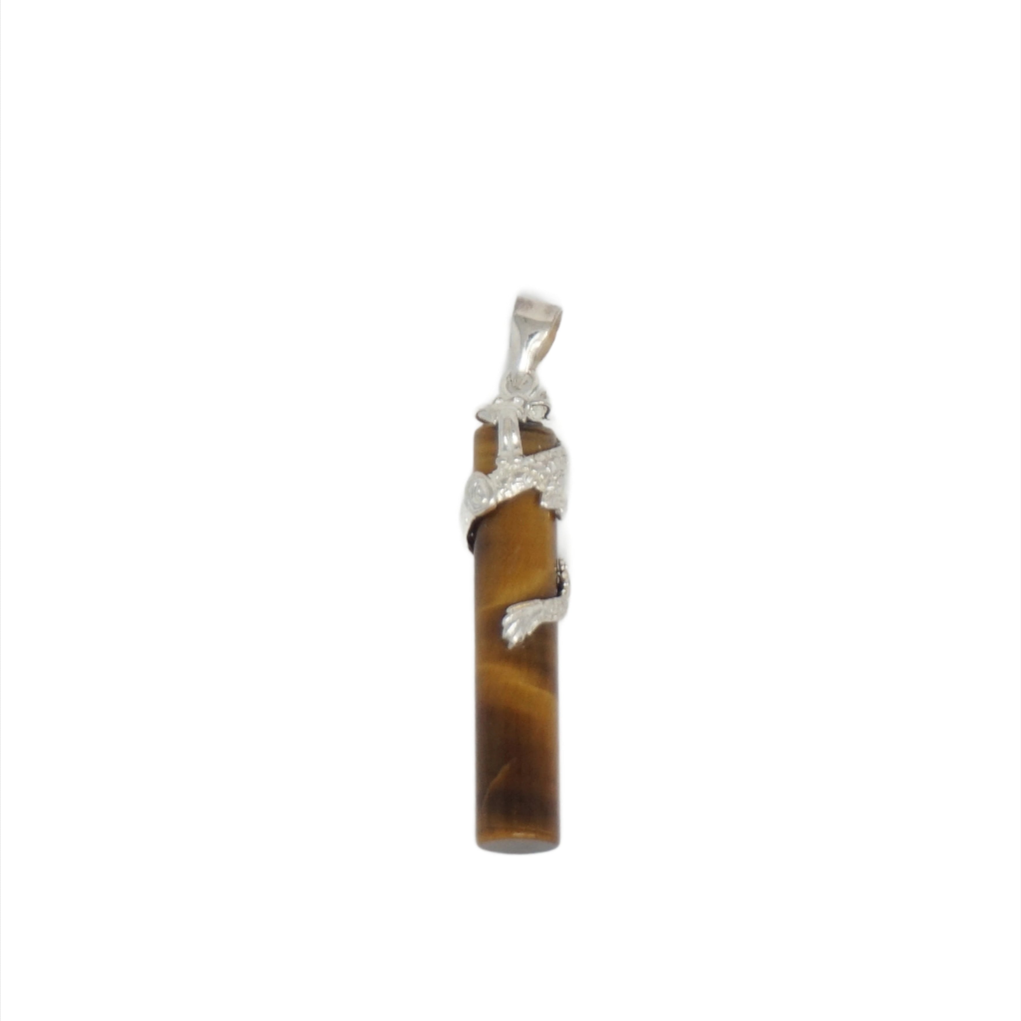 Sterling Silver Jade Dragon Stick Pendant