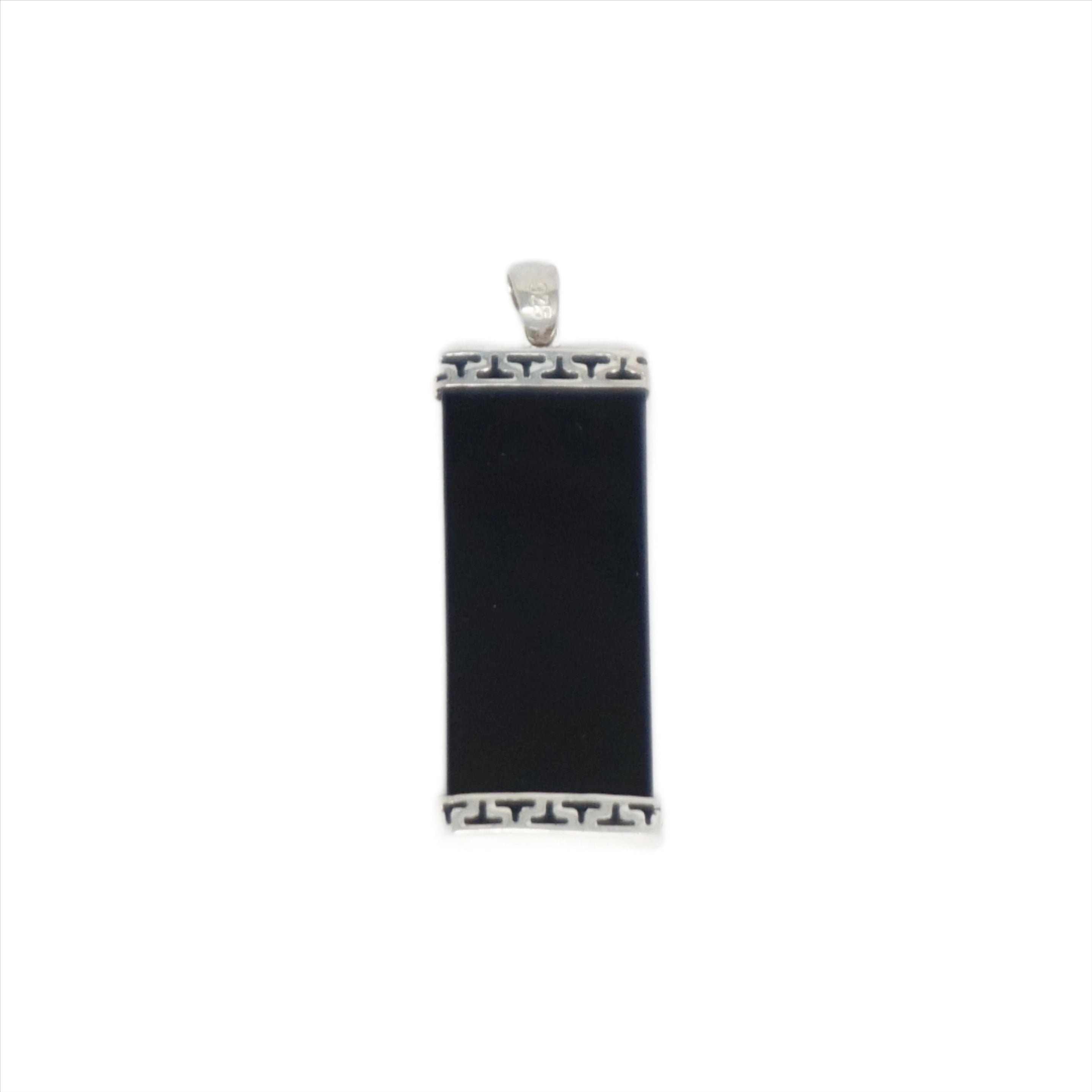Sterling Silver Jade Three-Character Good Luck Pendant (Medium)