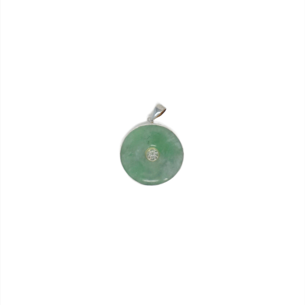 Sterling Silver Jade Good Luck Butterfly Bordered Pendant