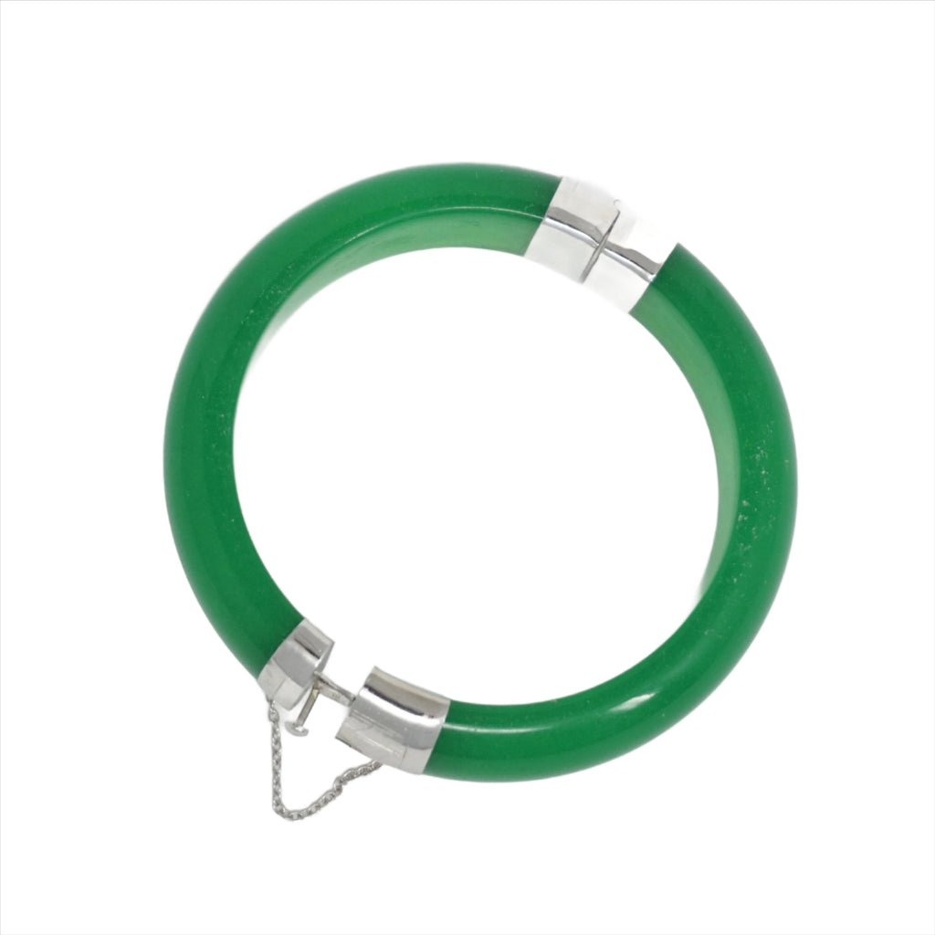 Sterling Silver Jade Two-Section Bangle
